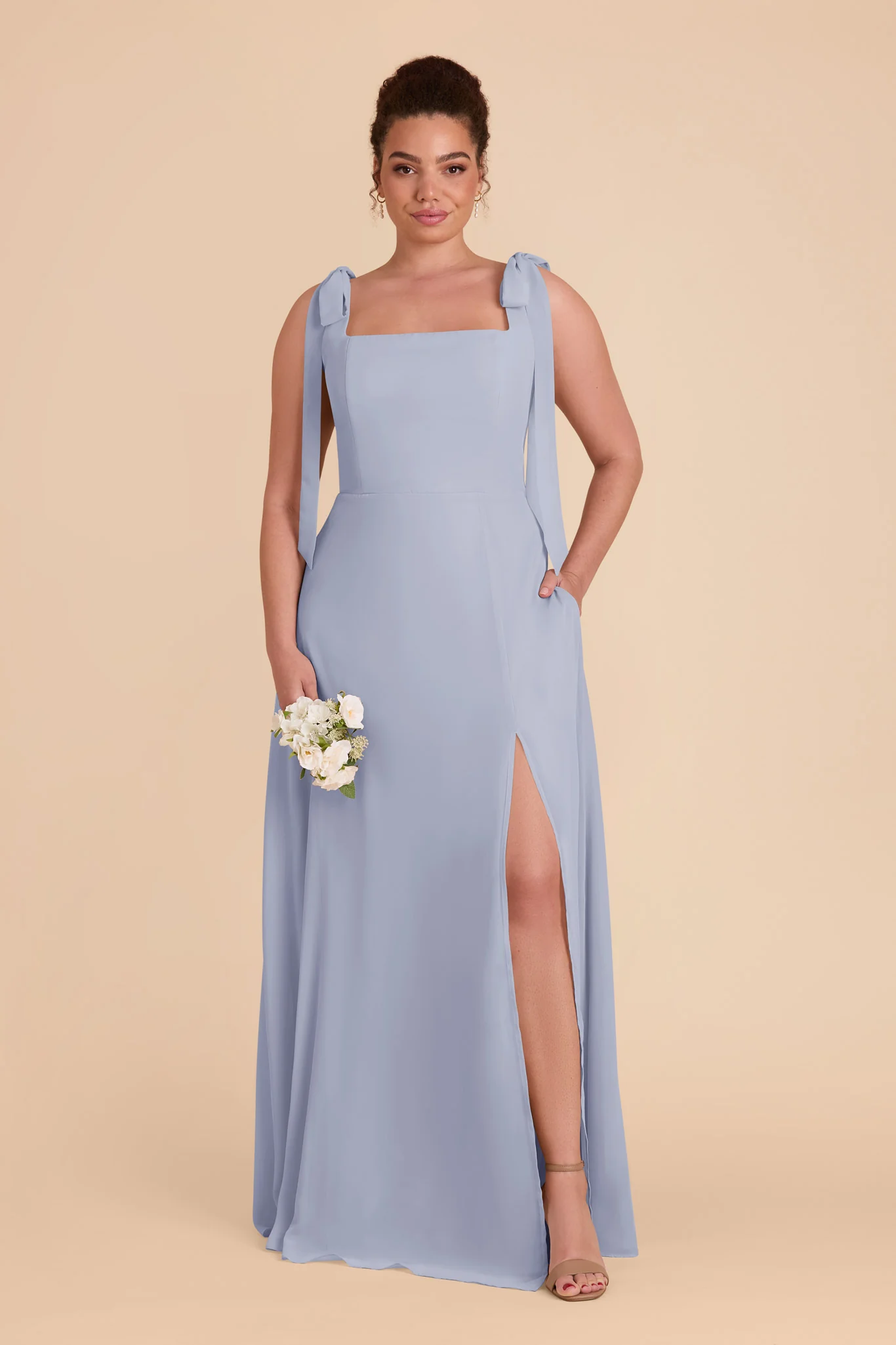 Chiffon Dusty Blue Dress - XNAUWBI