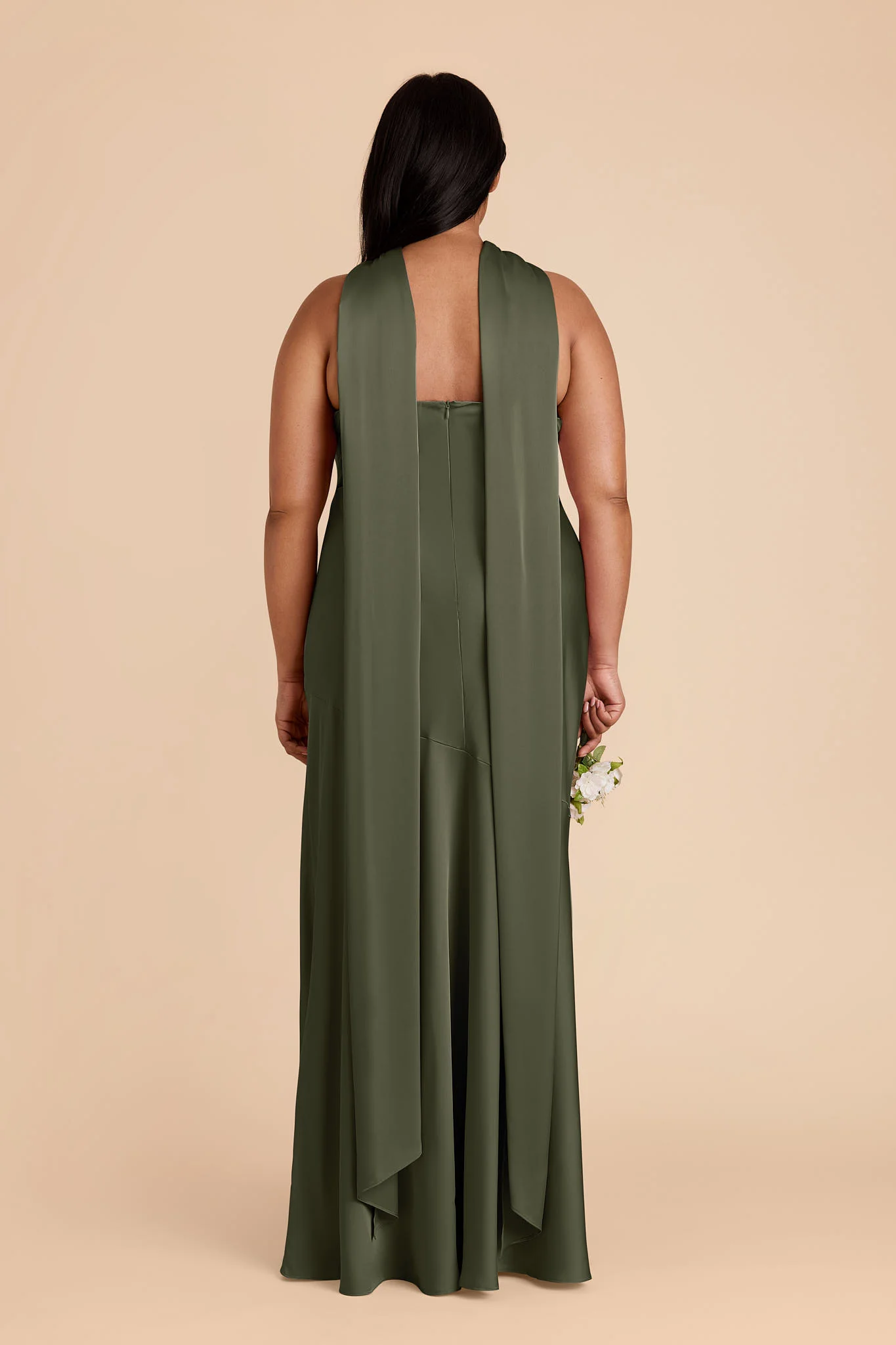 Matte Satin Olive Dress - XNAUWBI