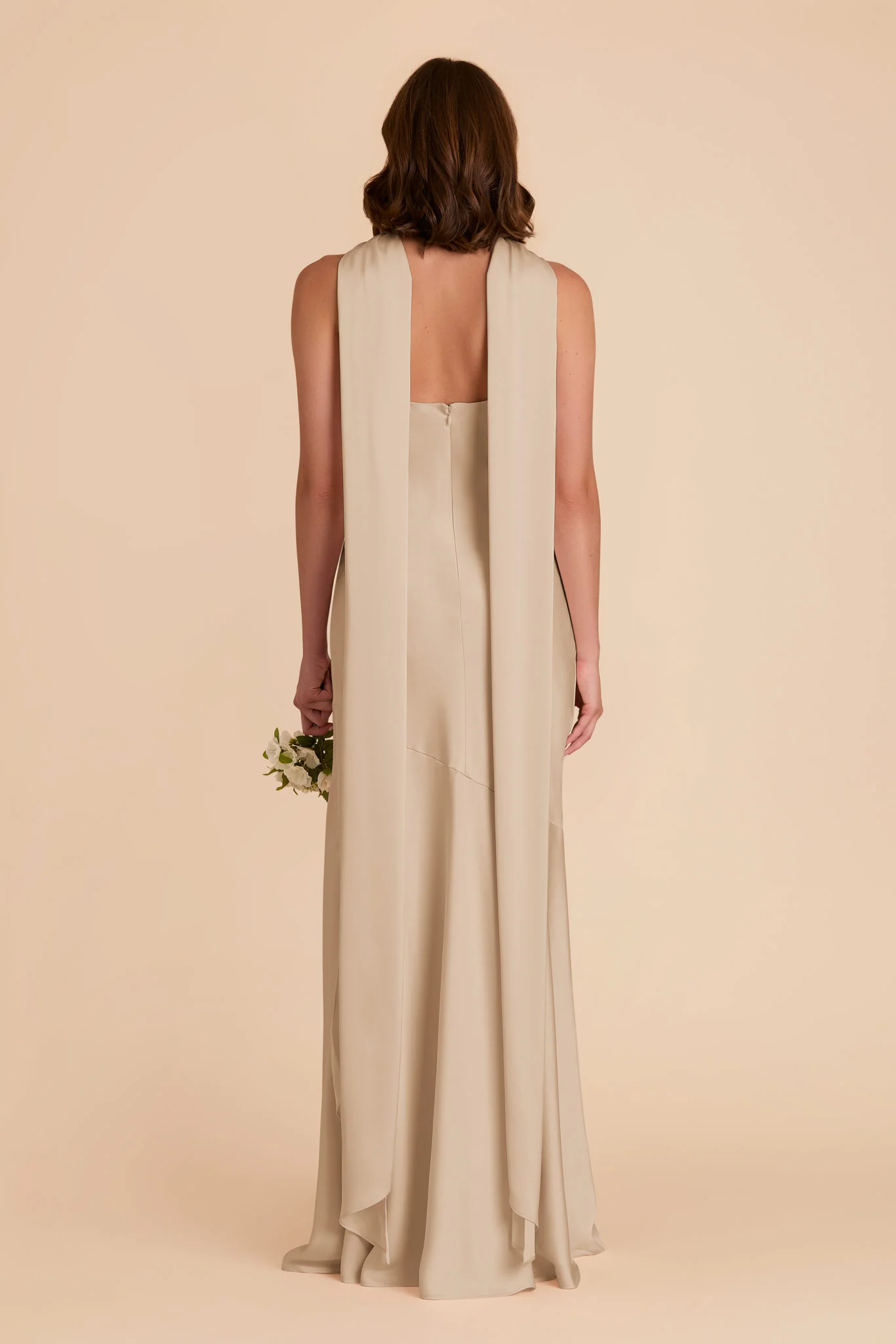 Matte Satin Neutral Champagne Dress - XNAUWBI