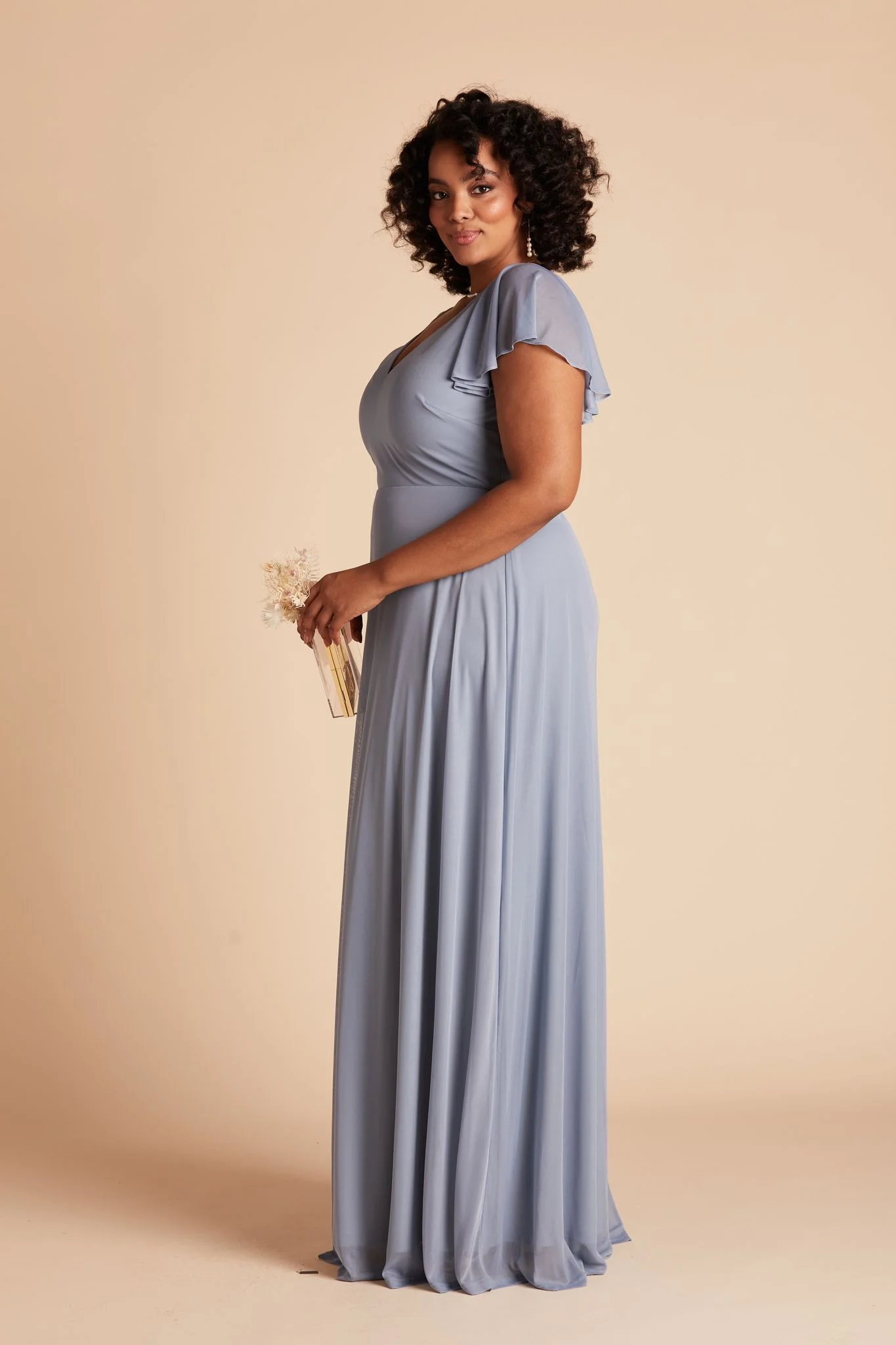 Chiffon Dusty Blue Dress - XNAUWBI