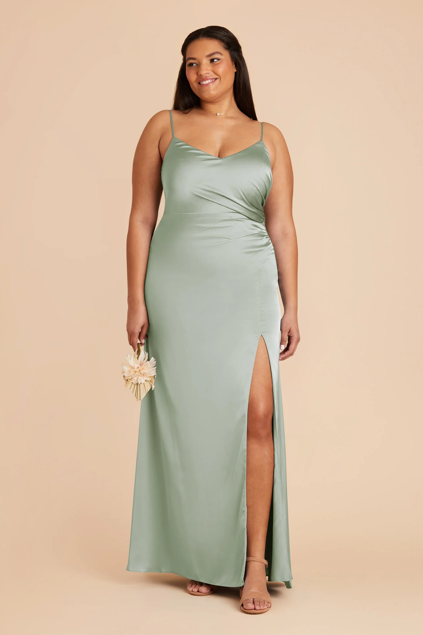 Matte Satin Sage Dress - XNAUWBI