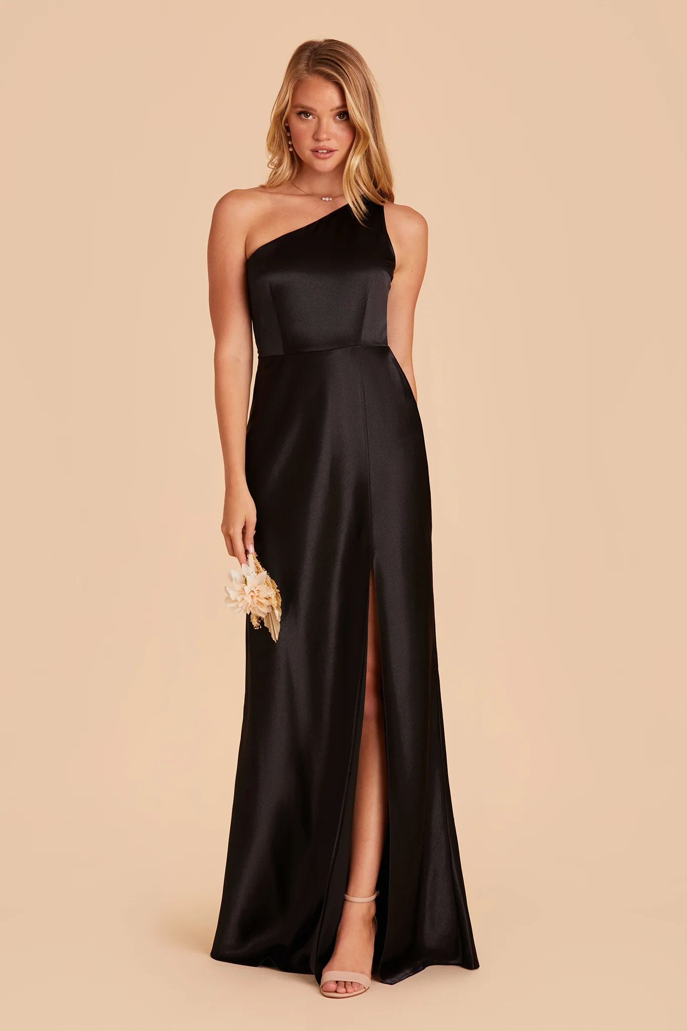 Shiny Satin Black Dress - XNAUWBI