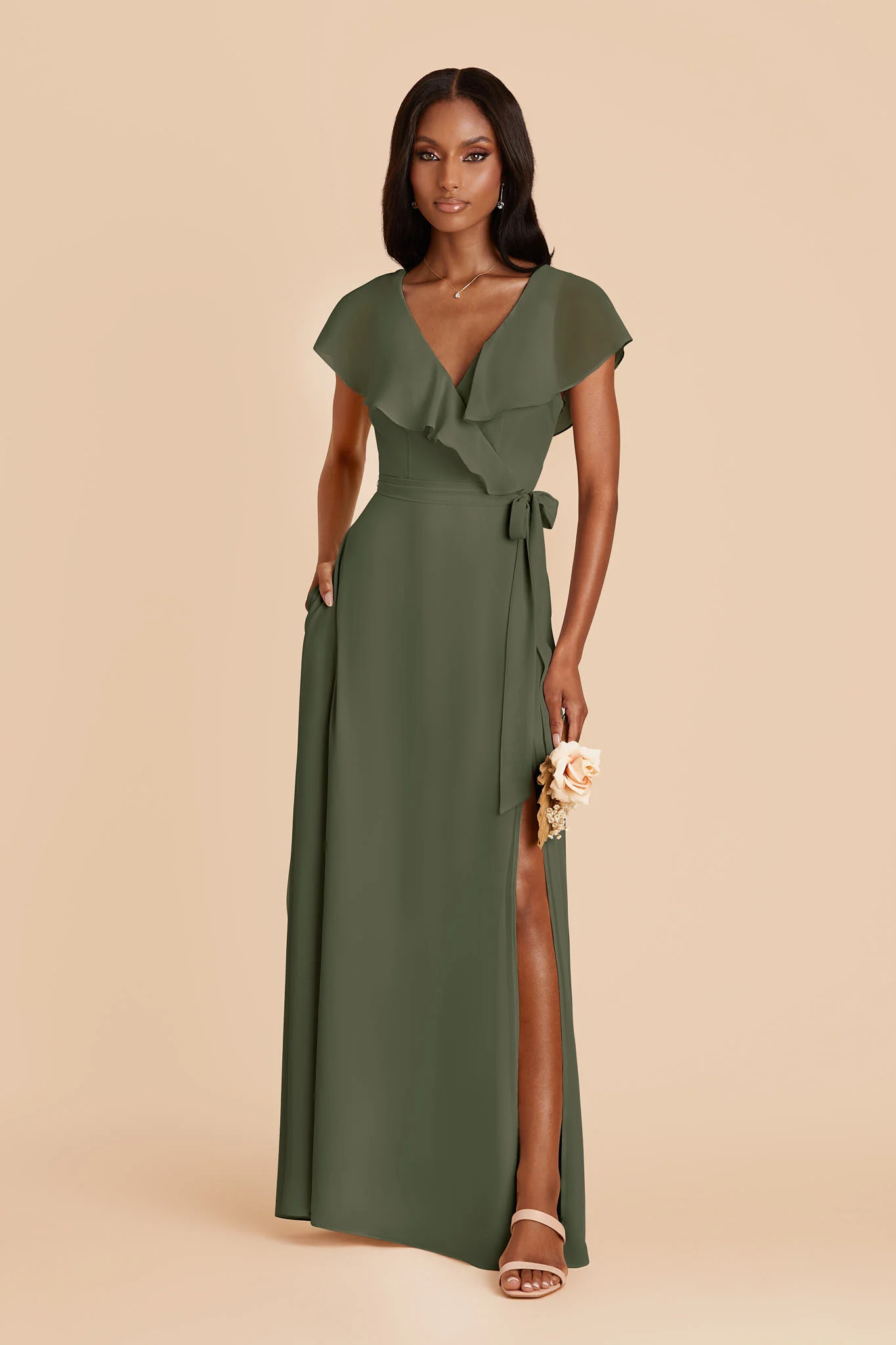 Chiffon Olive Dress - XNAUWBI