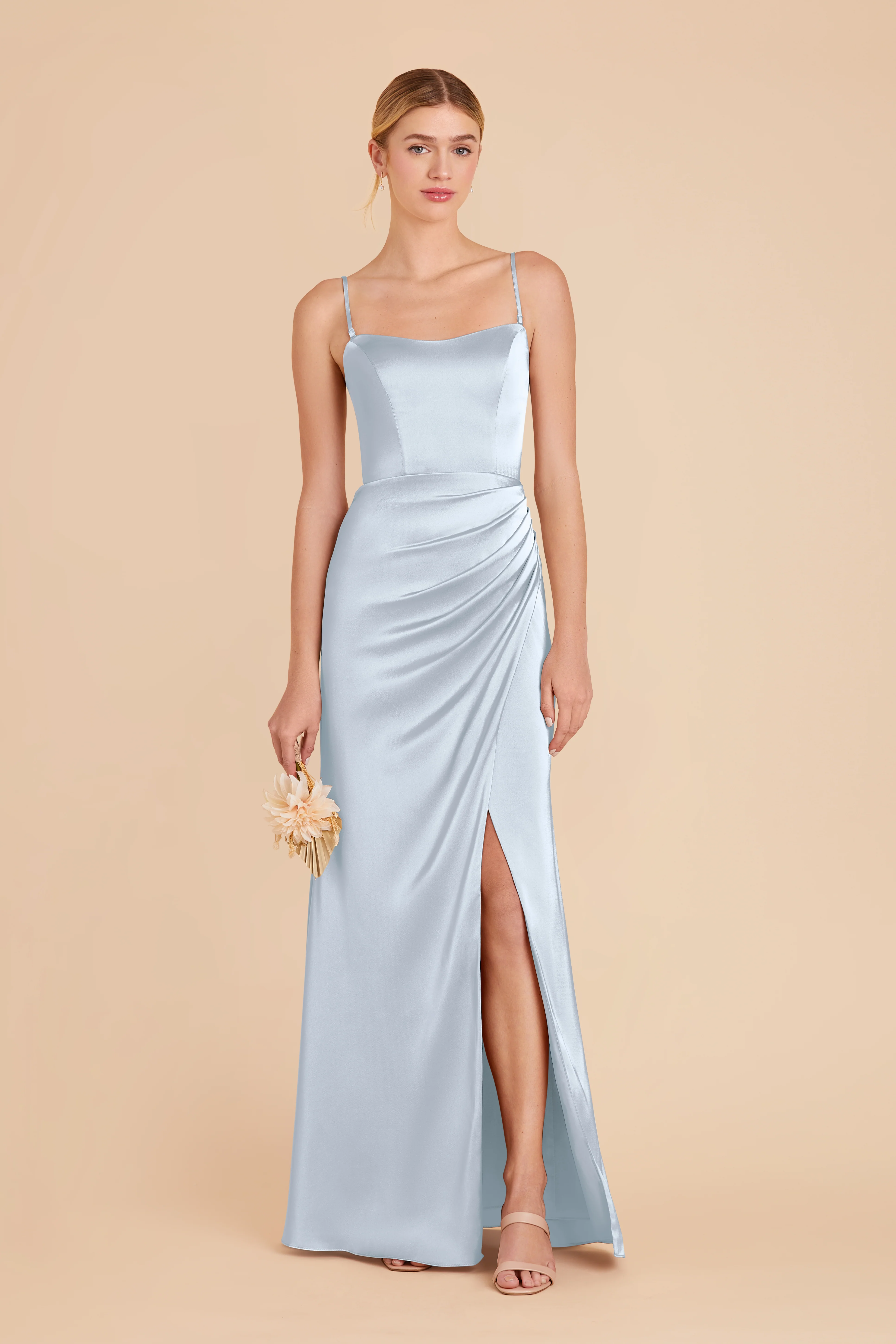 Matte Satin Mist Blue Dress - XNAUWBI