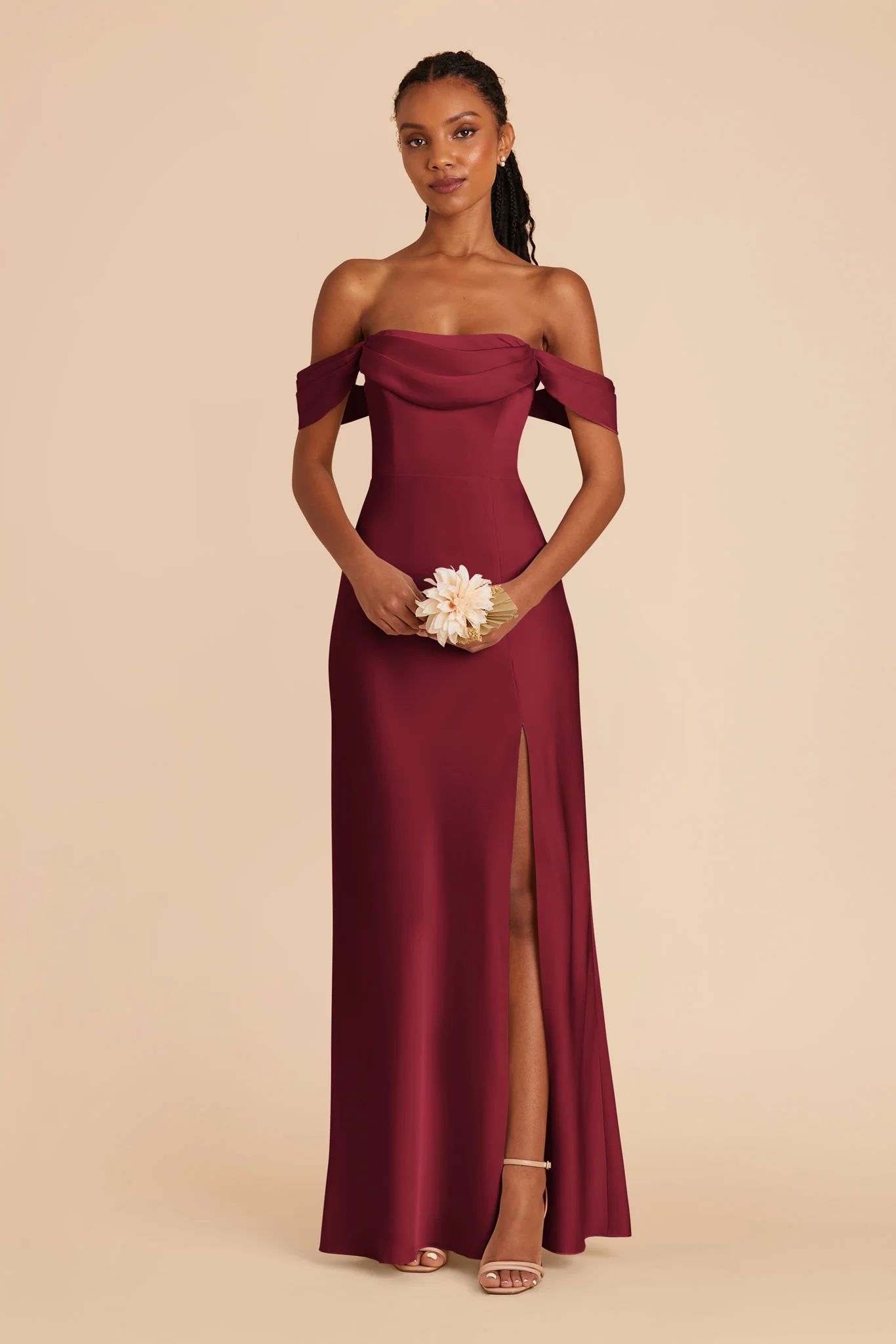 Matte Satin Burgundy Dress - XNAUWBI
