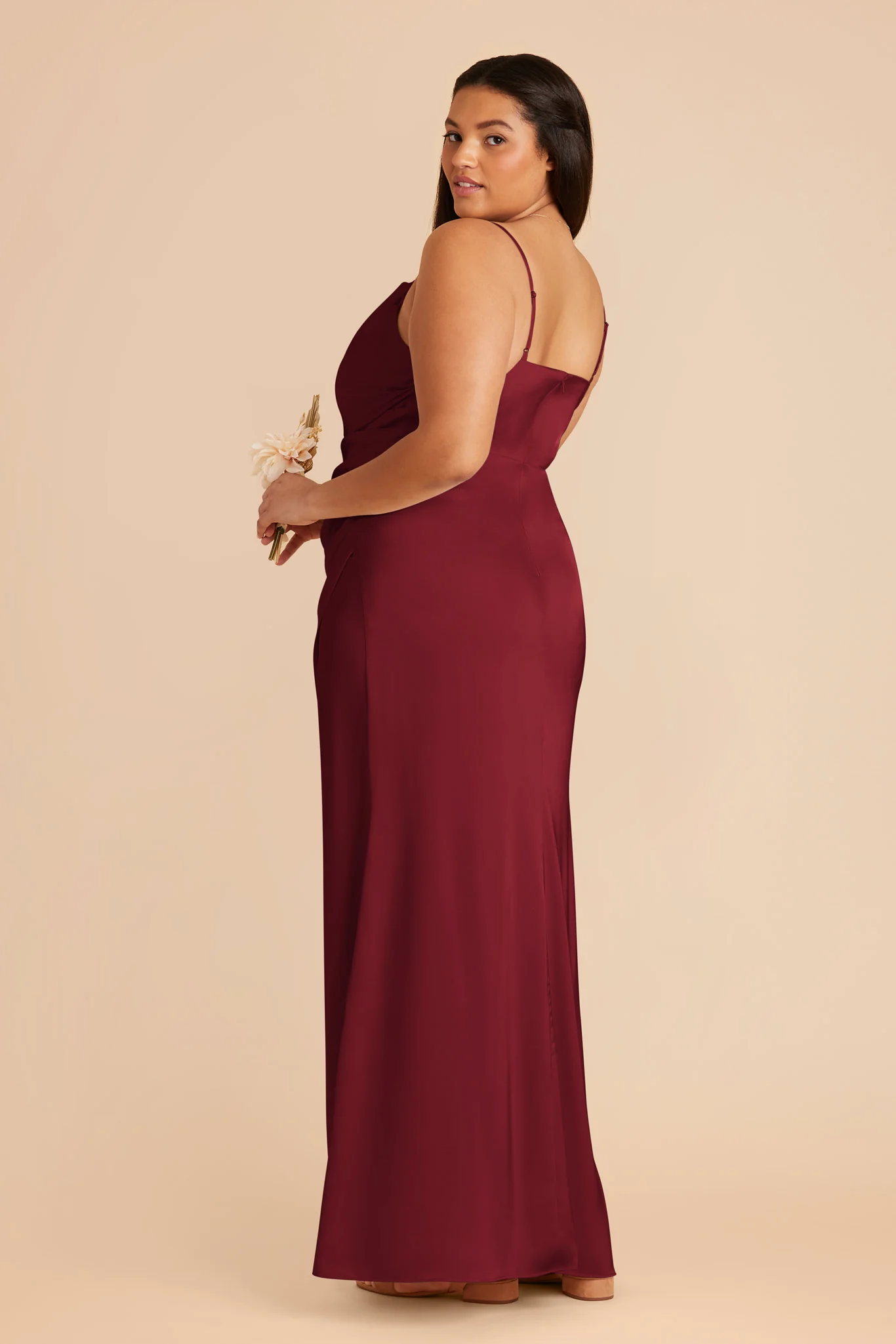 Matte Satin Burgundy Dress - XNAUWBI