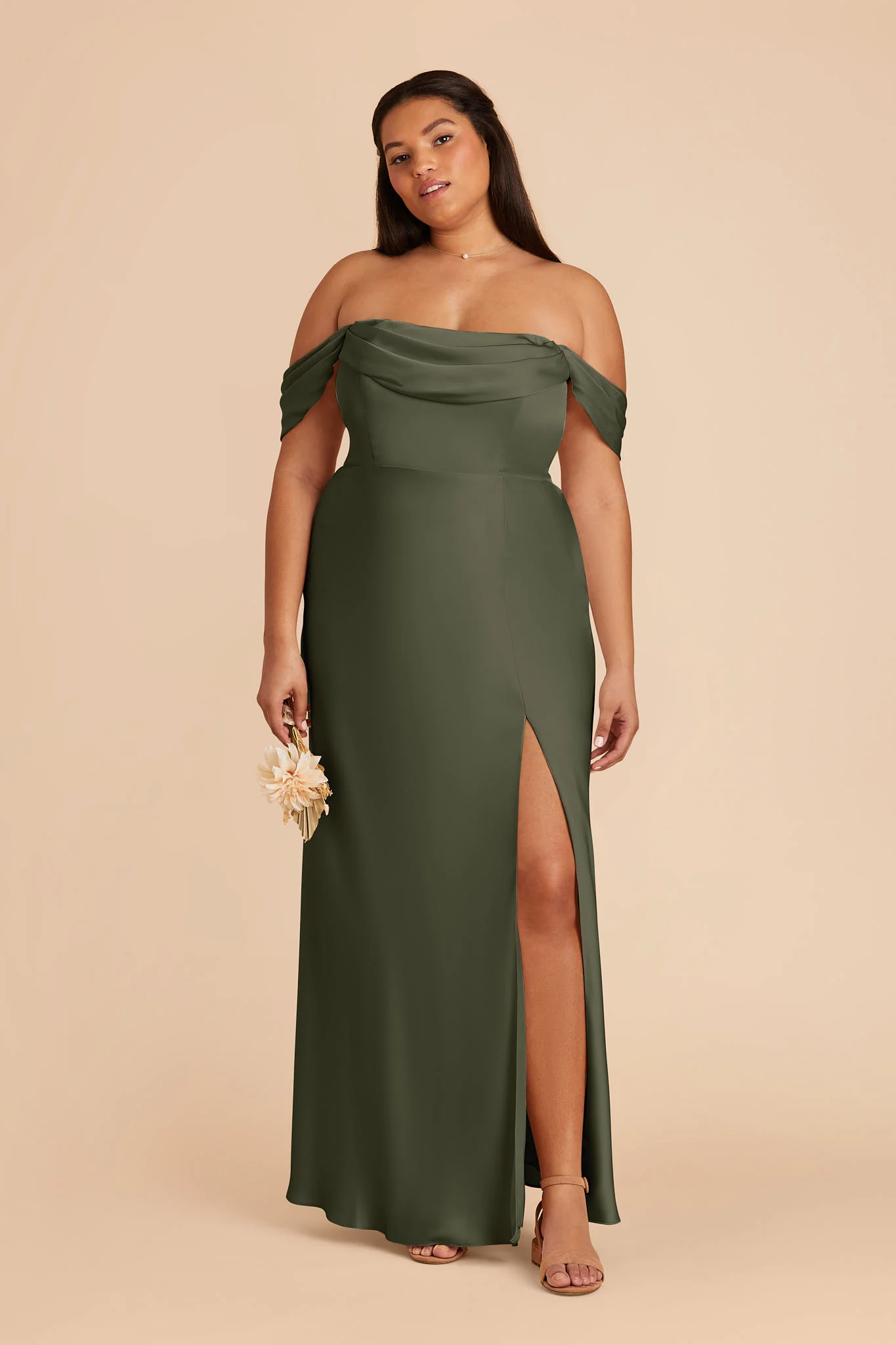 Matte Satin Olive Dress - XNAUWBI