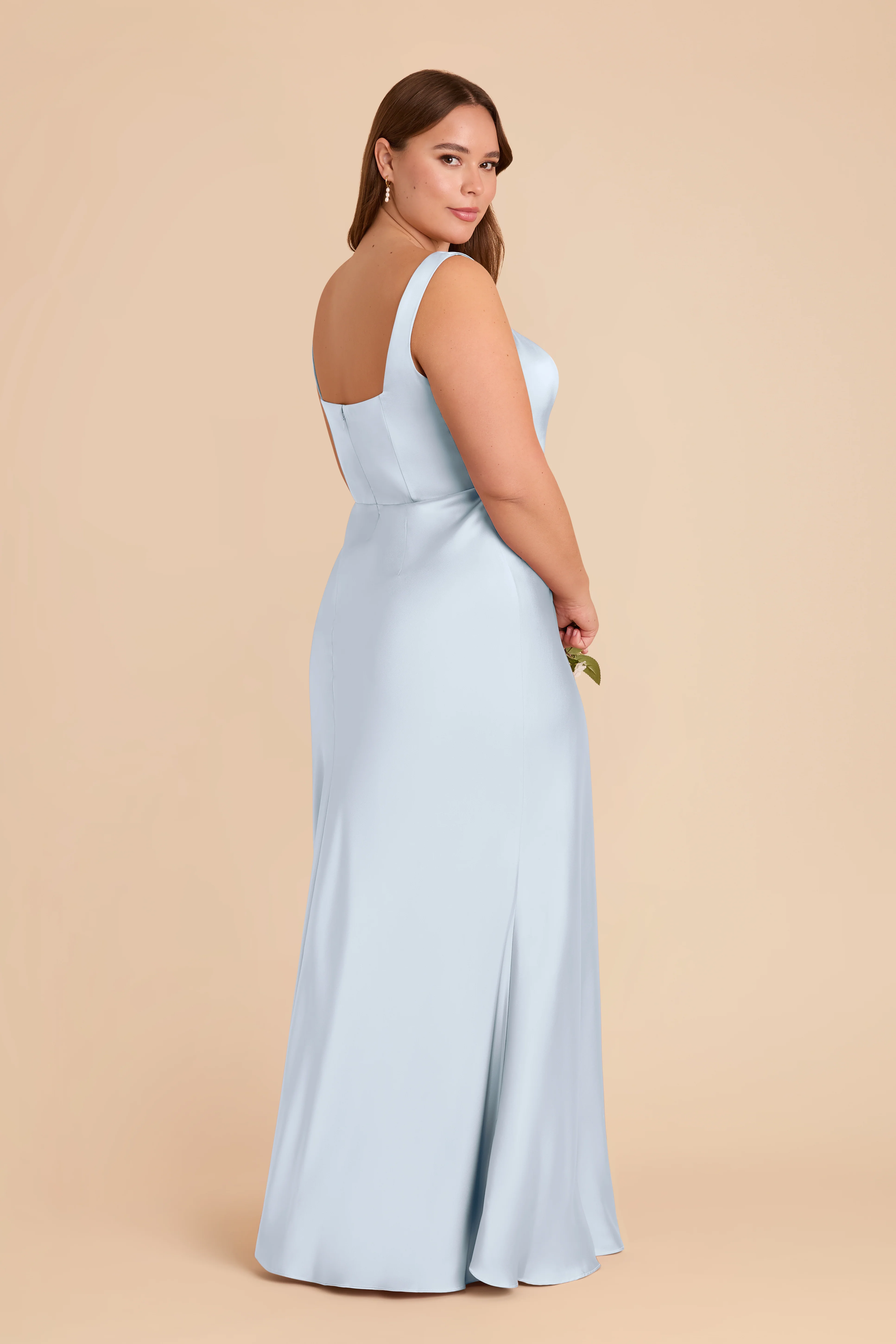 Matte Satin Mist Blue Dress - XNAUWBI