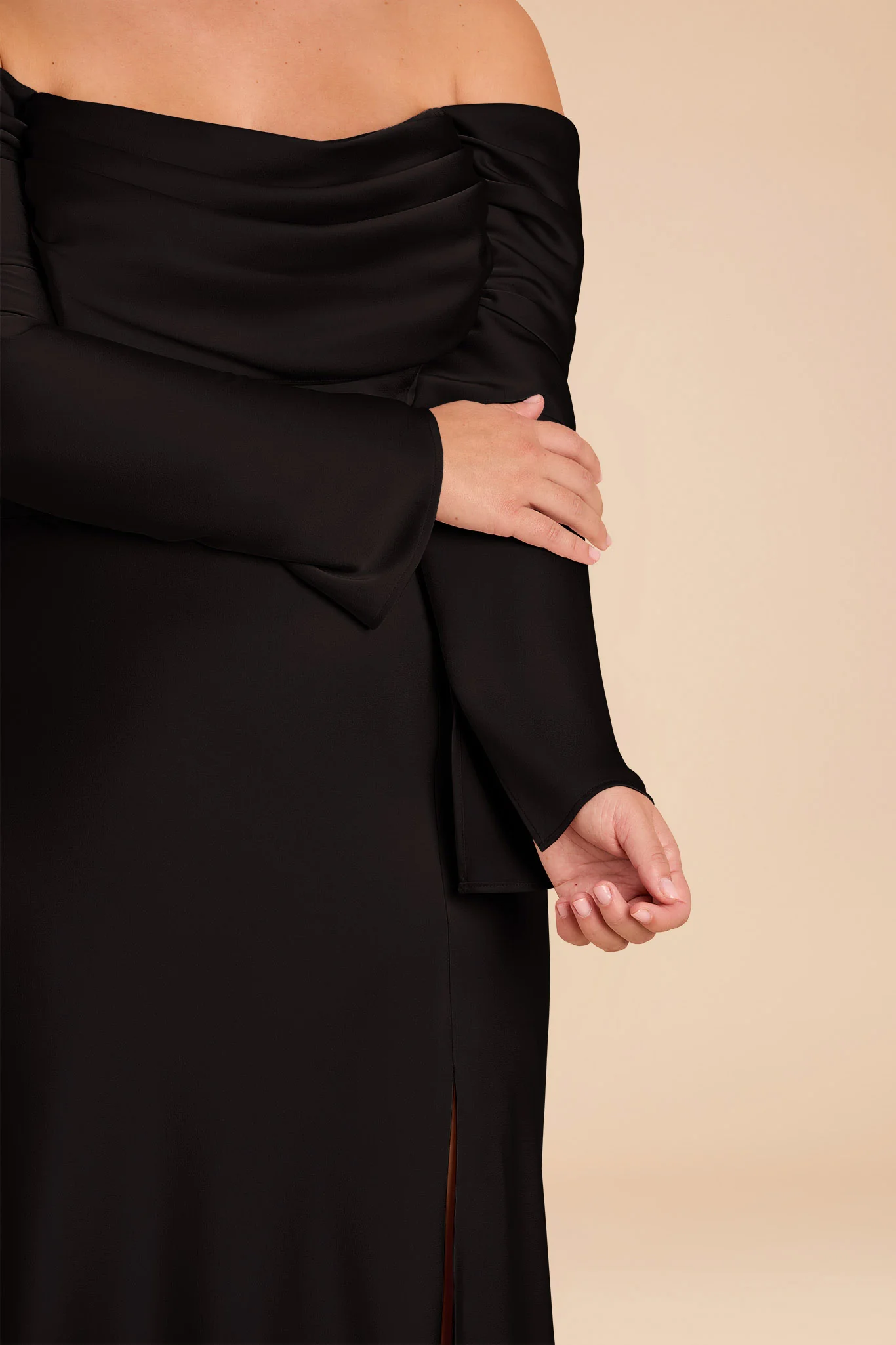 Matte Satin Black Dress - XNAUWBI