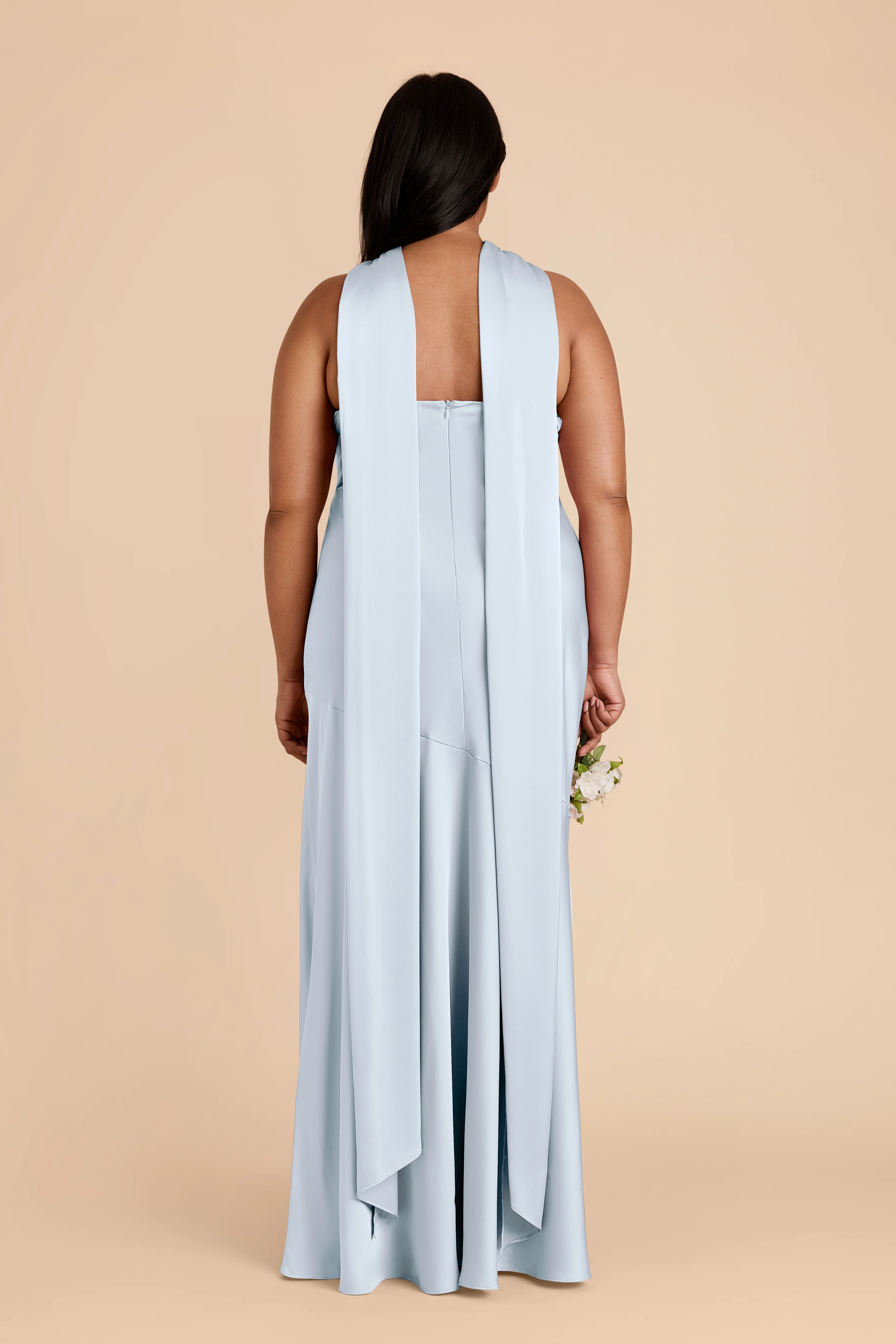 Matte Satin Mist Blue Dress - XNAUWBI