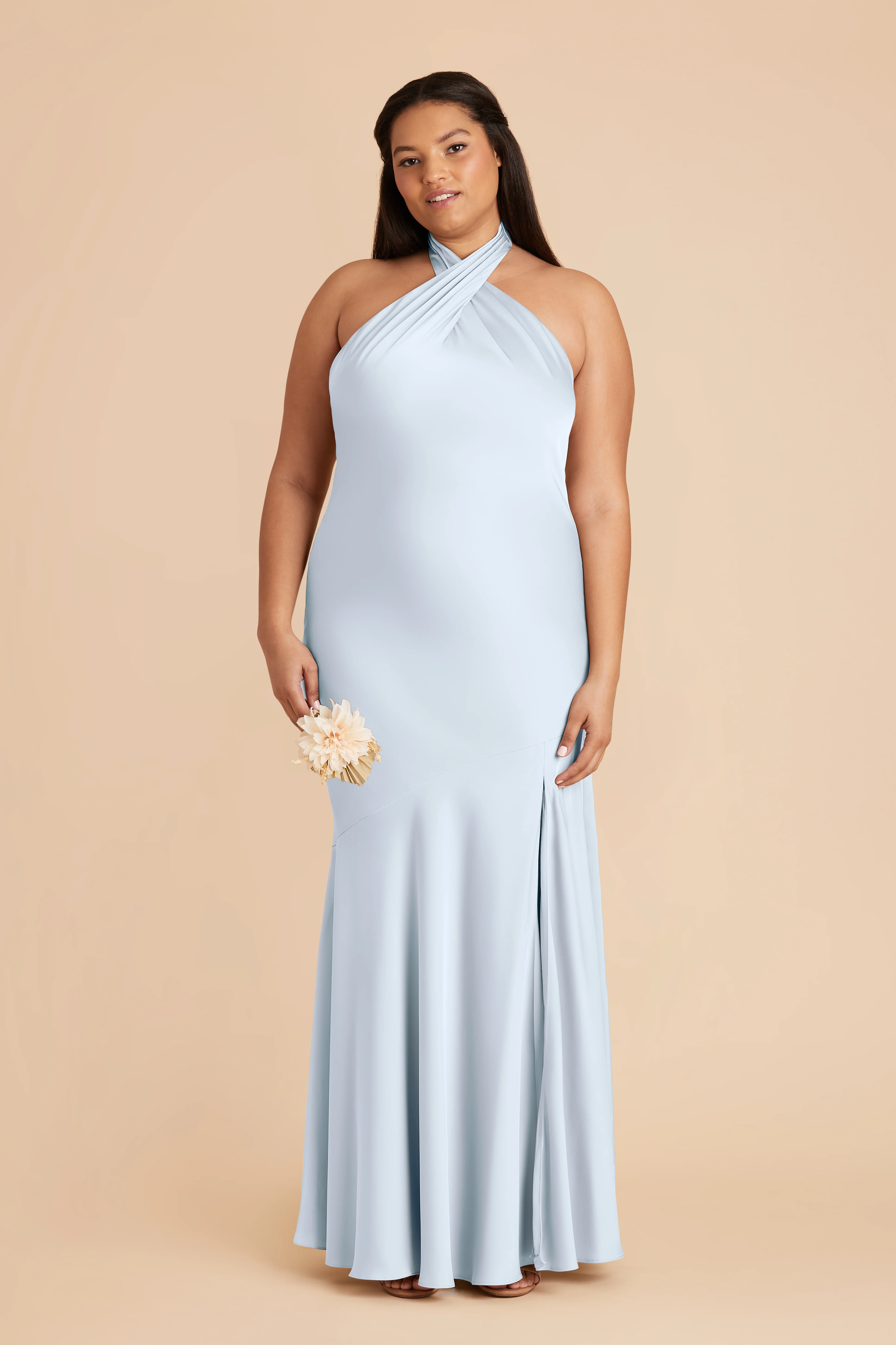 Matte Satin Mist Blue Dress - XNAUWBI