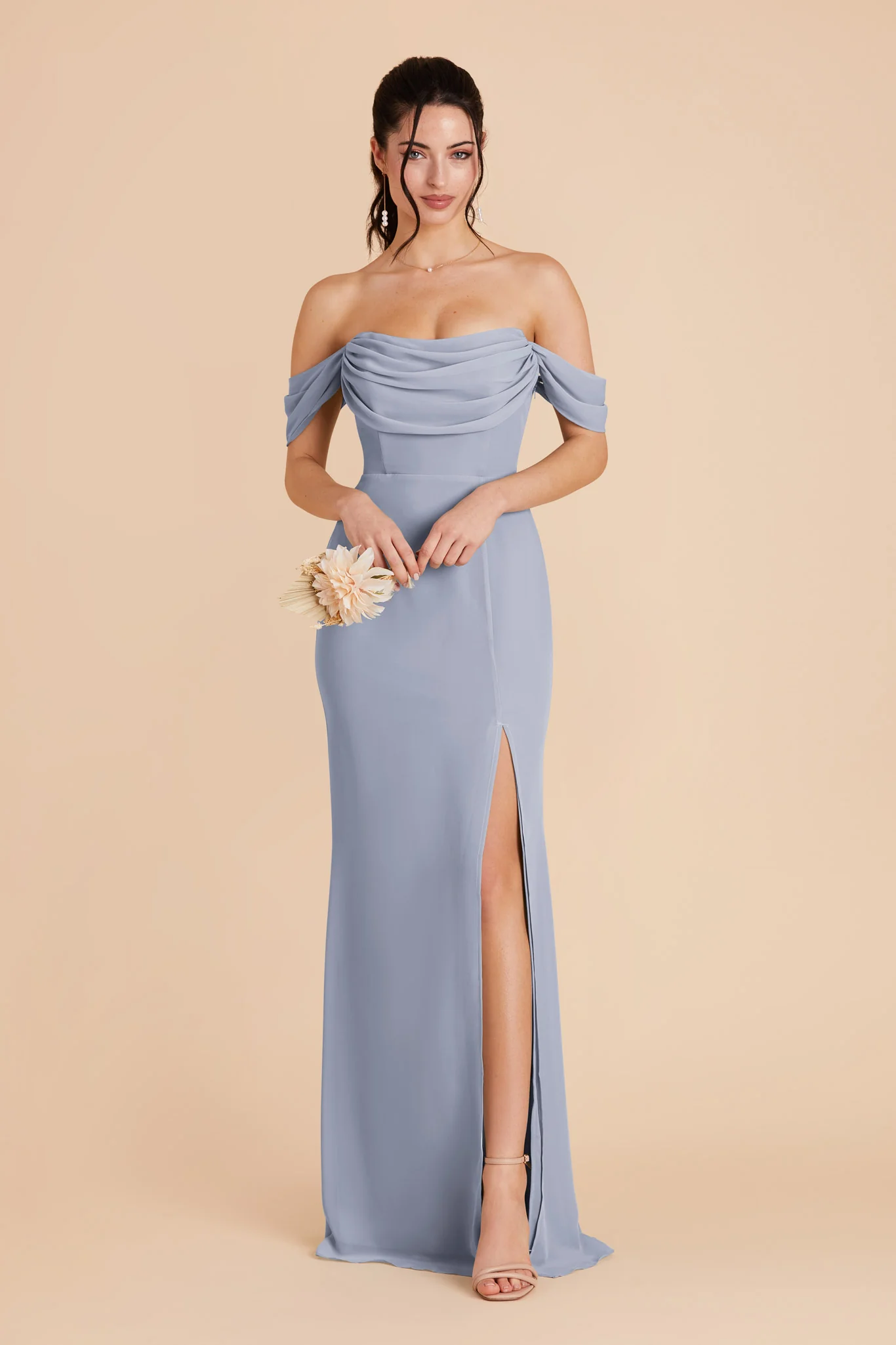 Chiffon Dusty Blue Dress - XNAUWBI