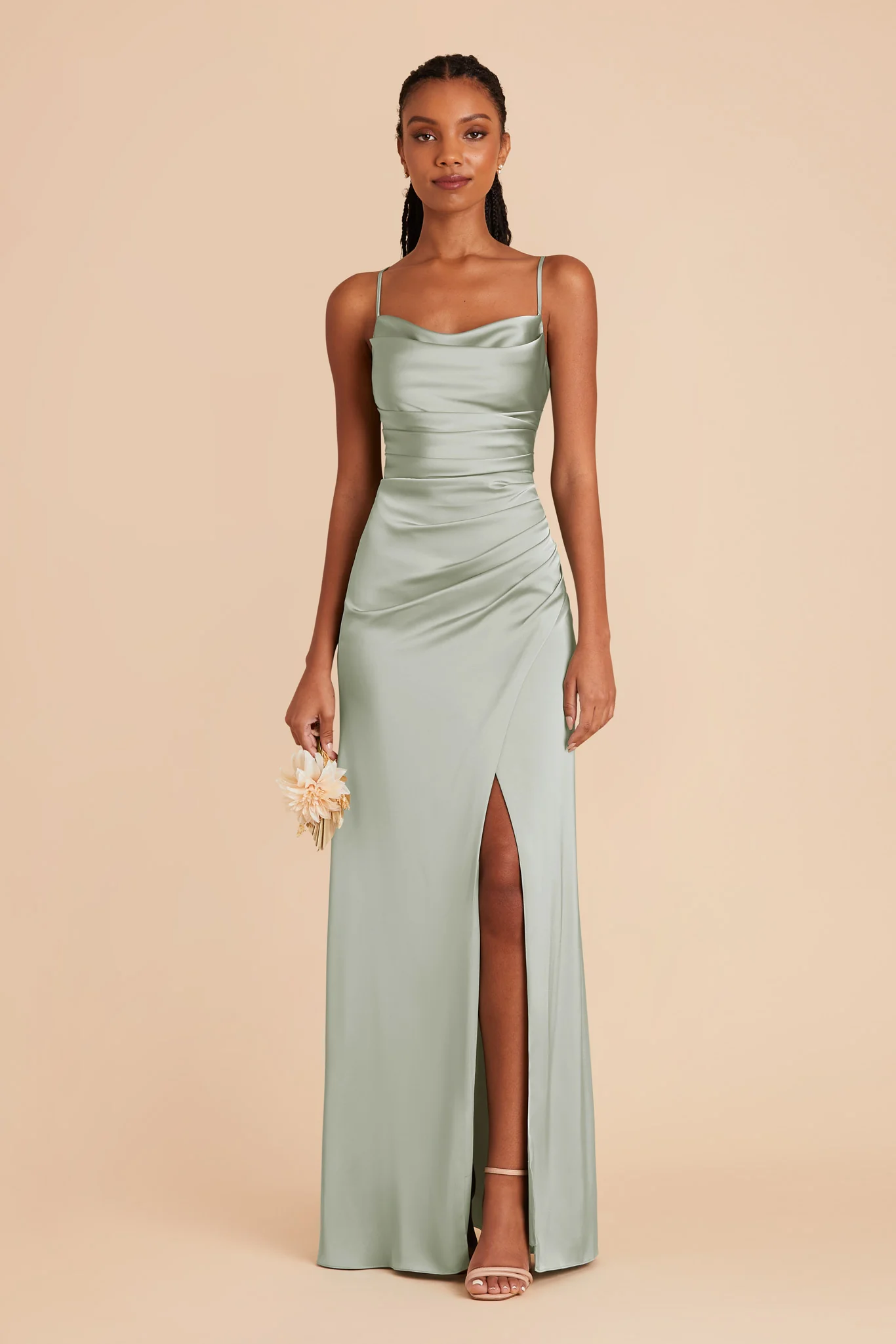 Matte Satin Sage Dress - XNAUWBI