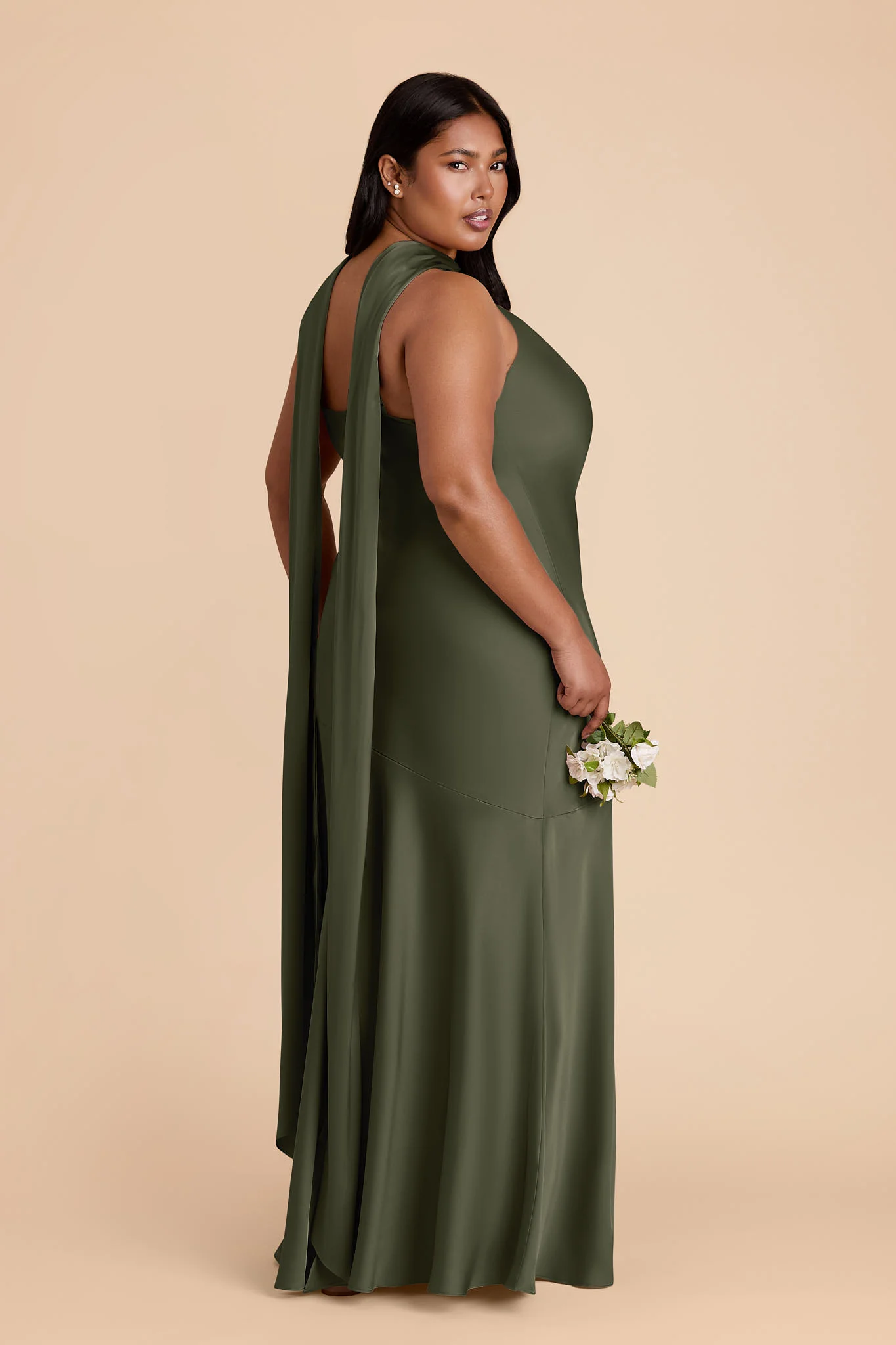 Matte Satin Olive Dress - XNAUWBI