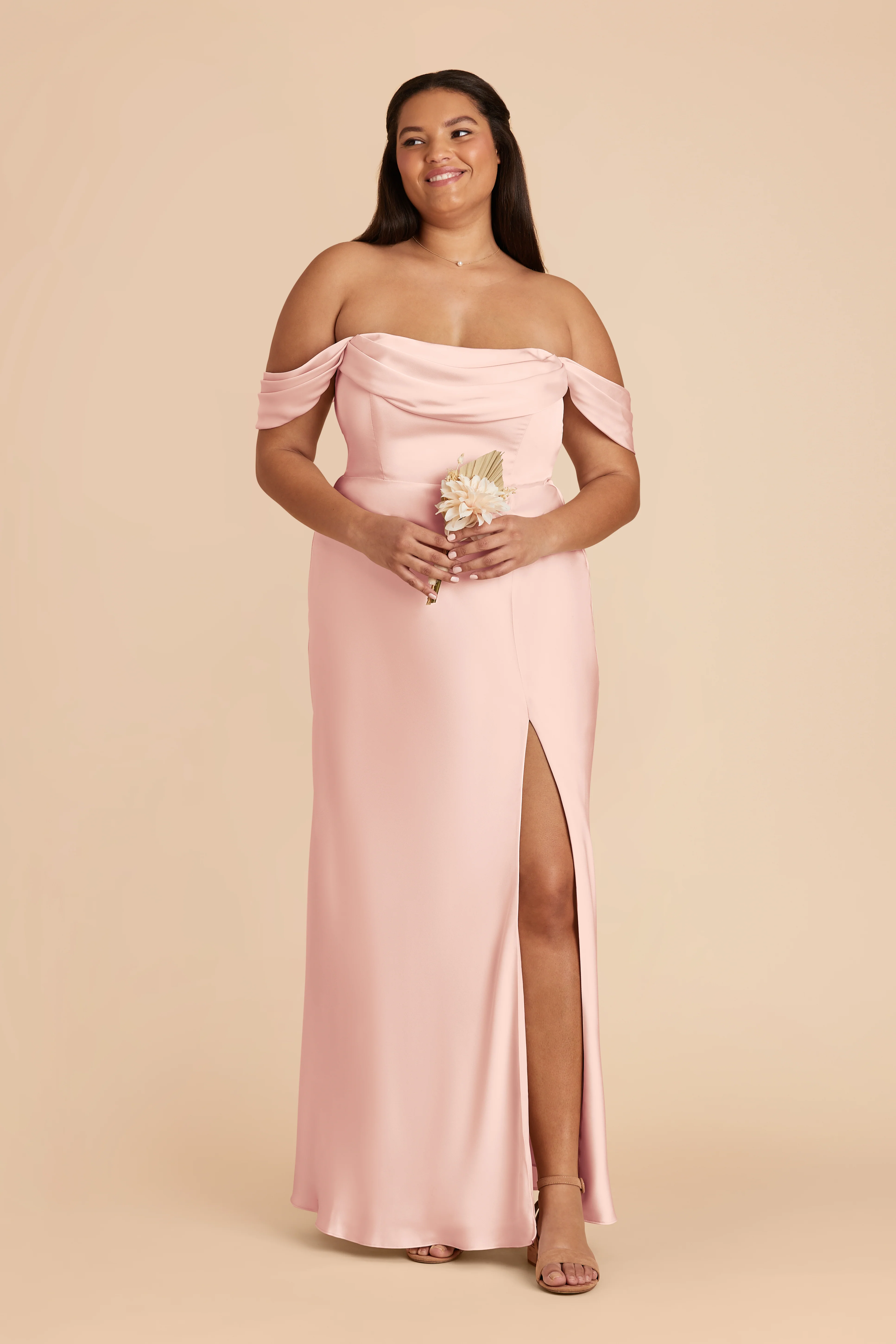 Matte Satin Blush Pink Dress - XNAUWBI