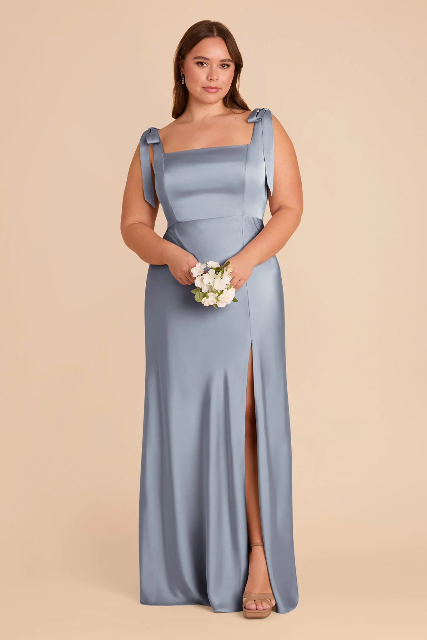 Matte Satin Dusty Blue Dress - XNAUWBI