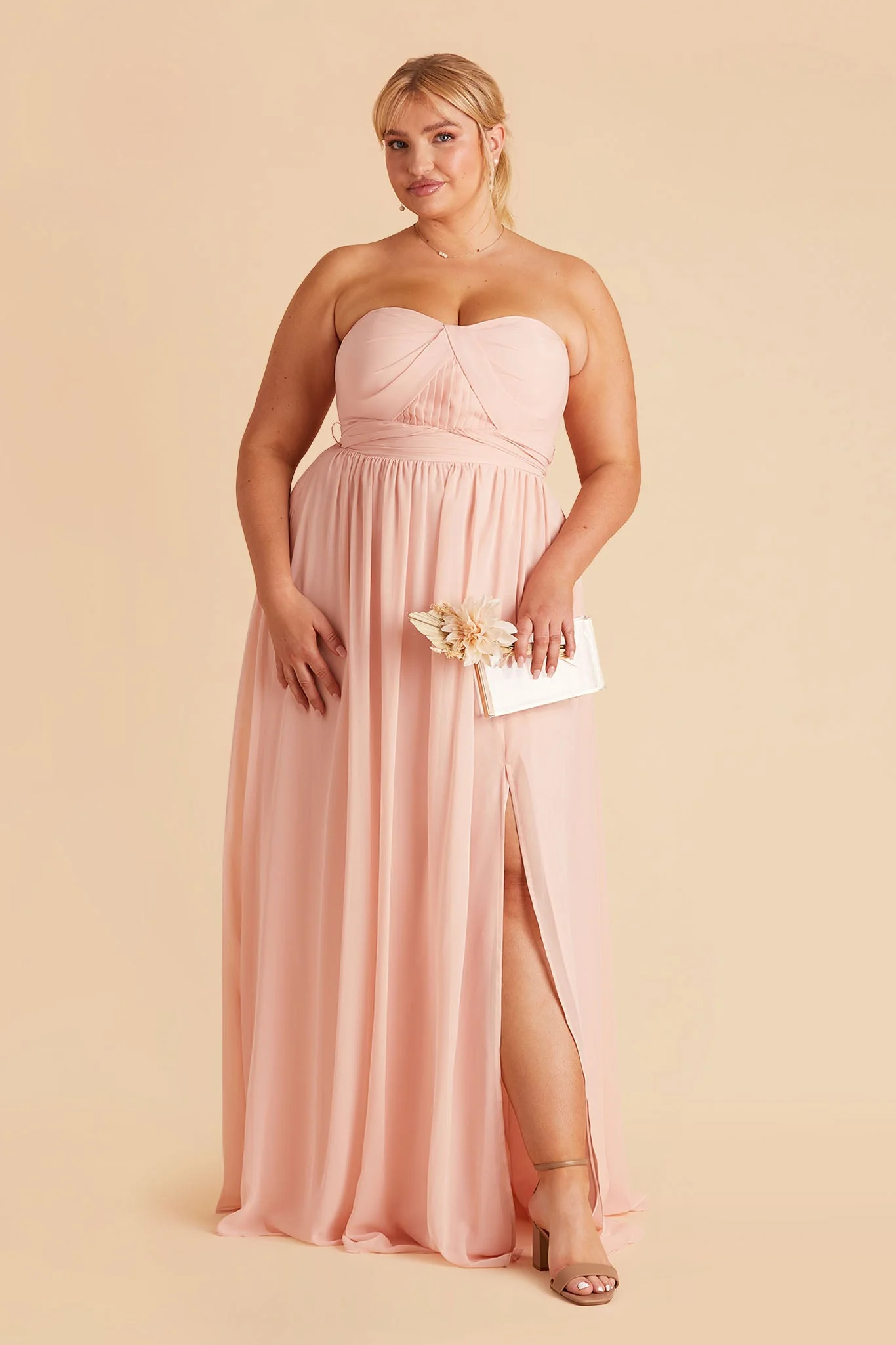 Chiffon Blush Pink Dress - XNAUWBI