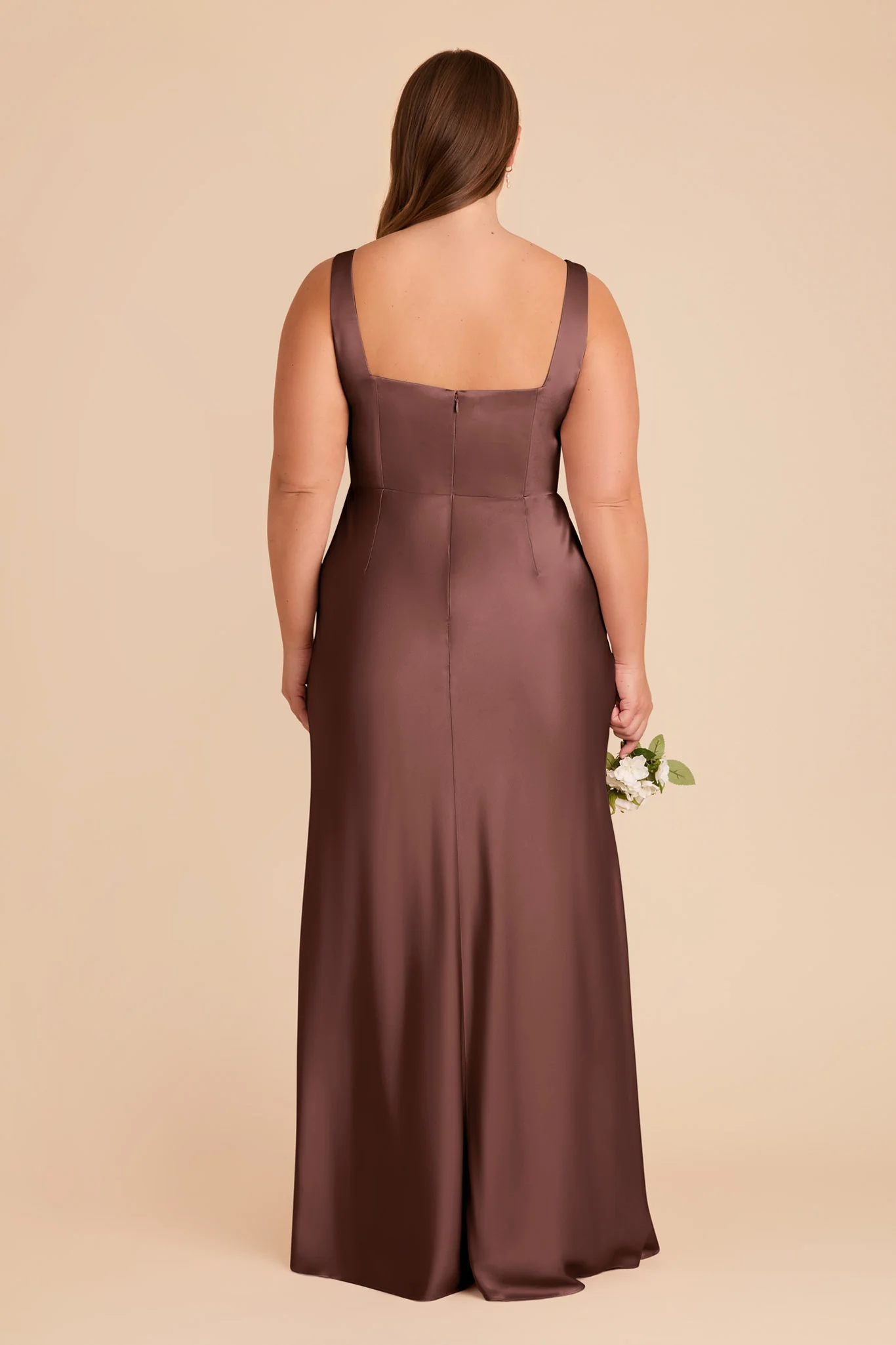Matte Satin Chocolate Brown Dress - XNAUWBI