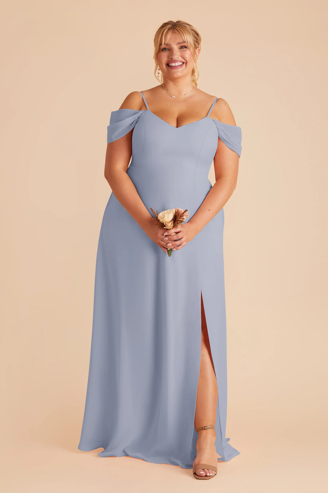 Chiffon Dusty Blue Dress - XNAUWBI