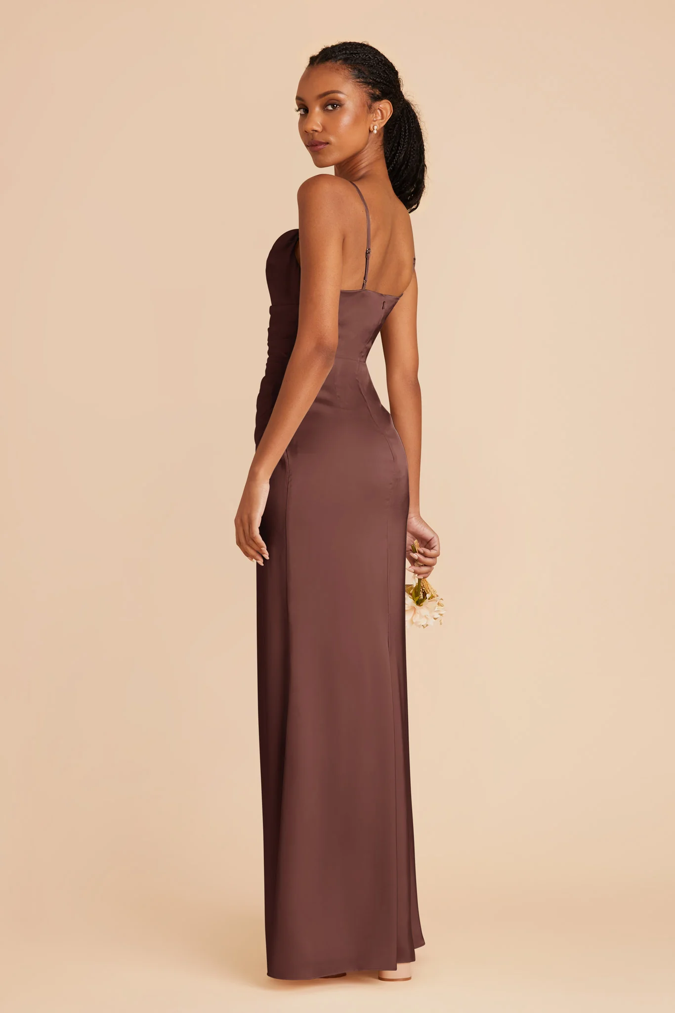 Matte Satin Chocolate Brown Dress - XNAUWBI