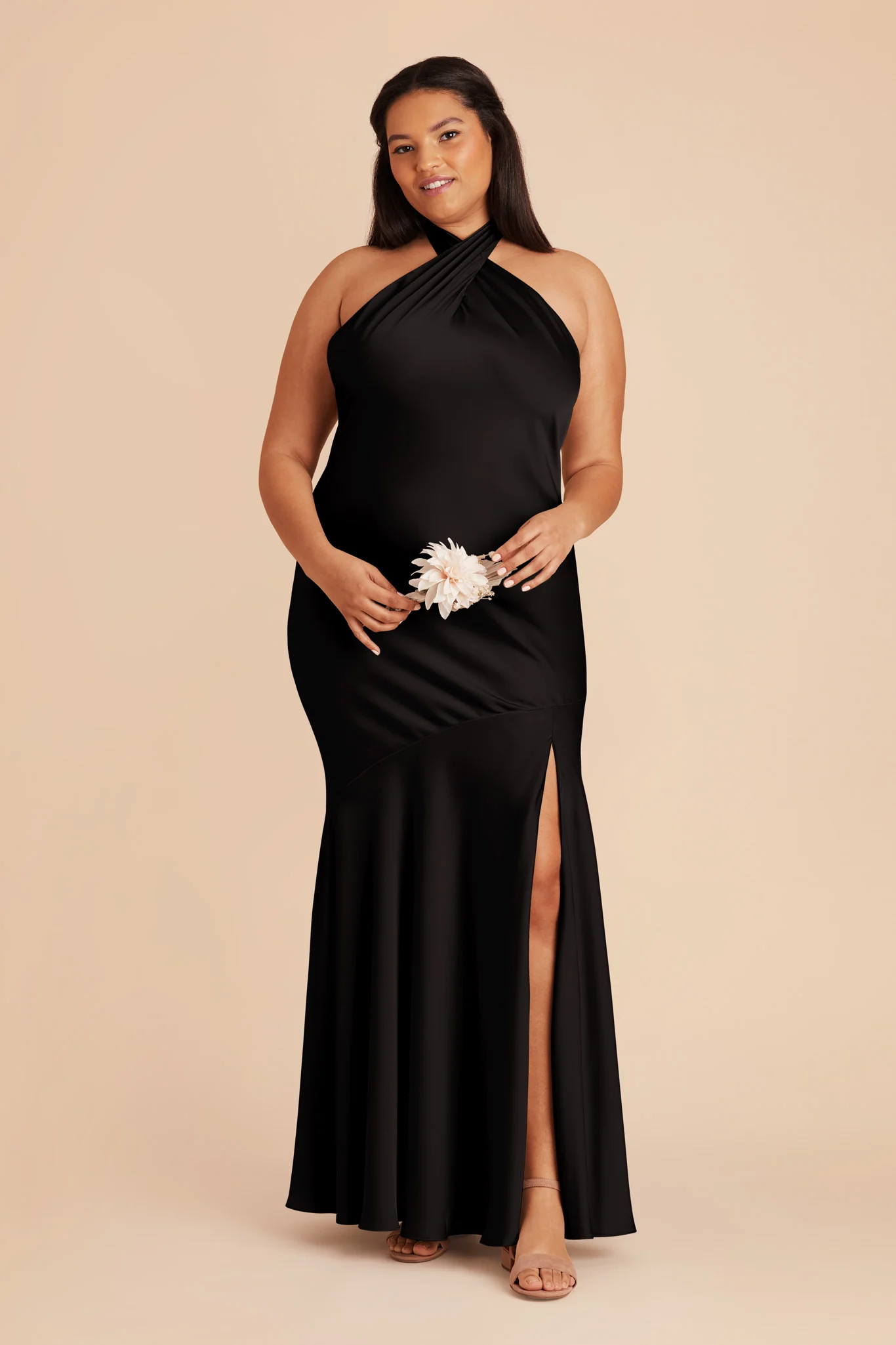 Matte Satin Black Dress - XNAUWBI