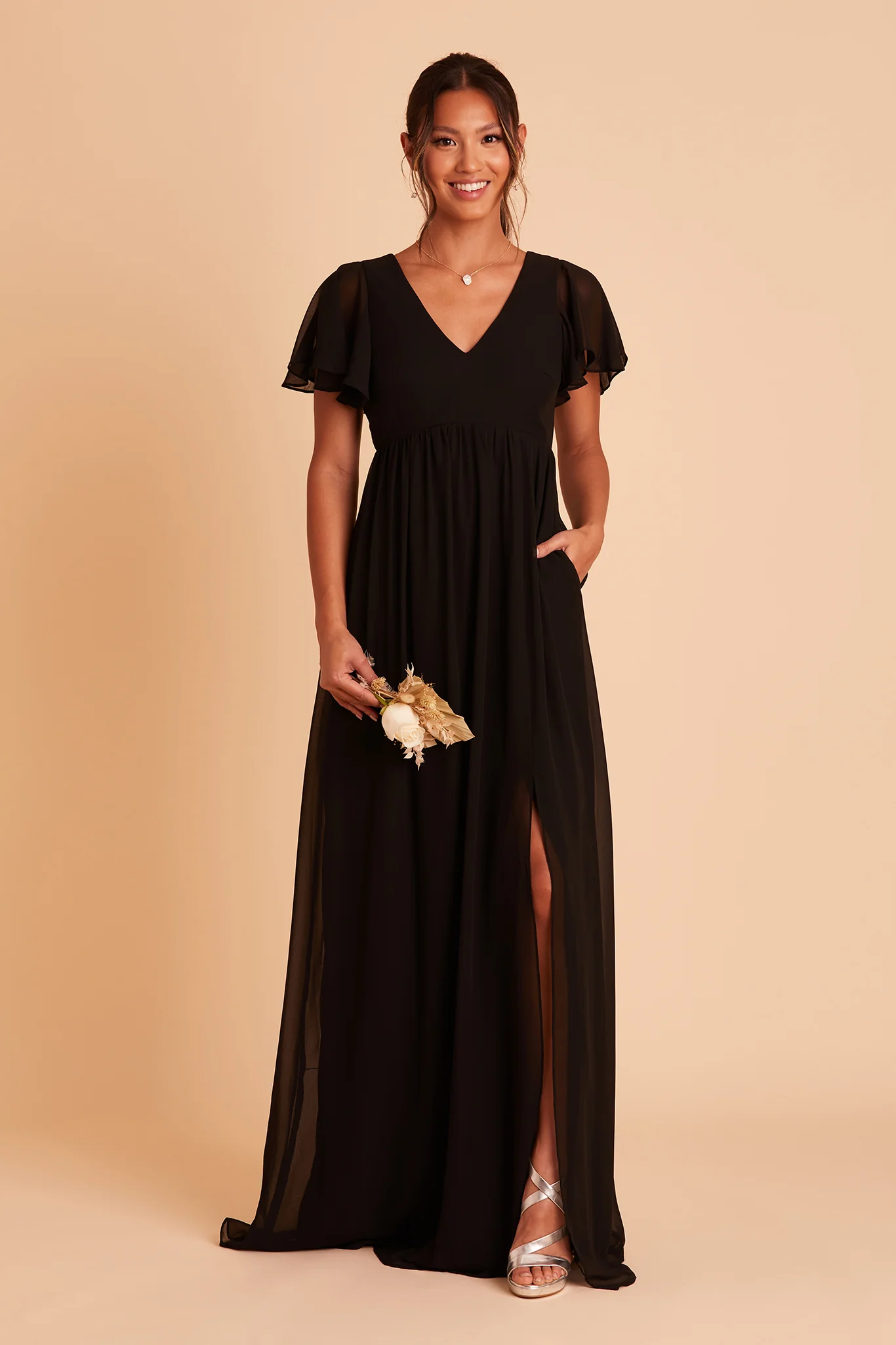 Chiffon Black Dress - XNAUWBI