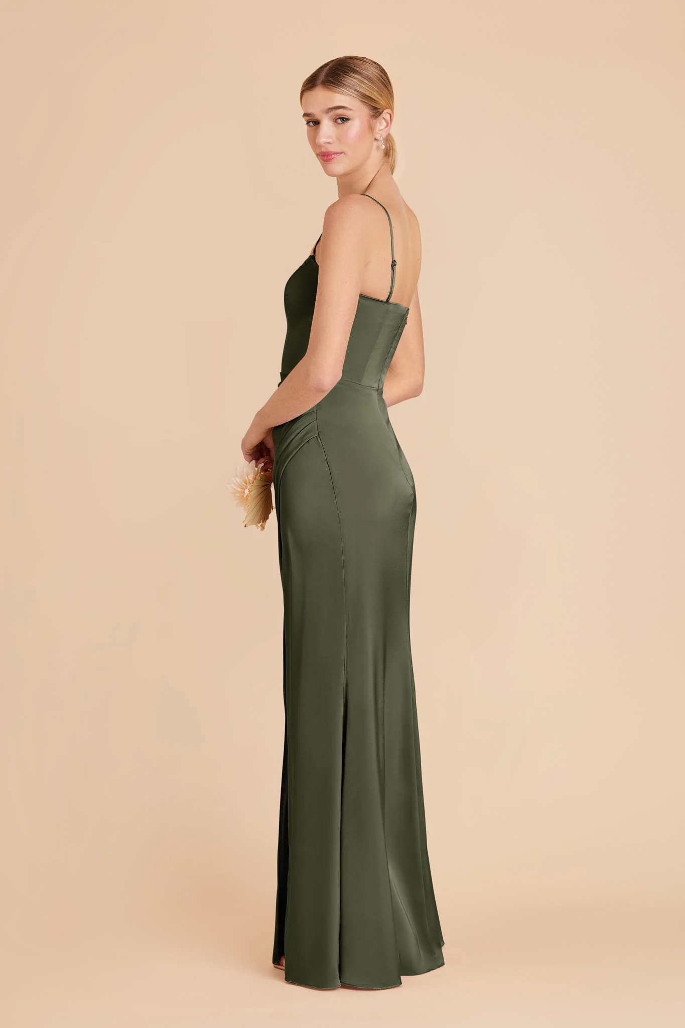 Matte Satin Olive Dress - XNAUWBI