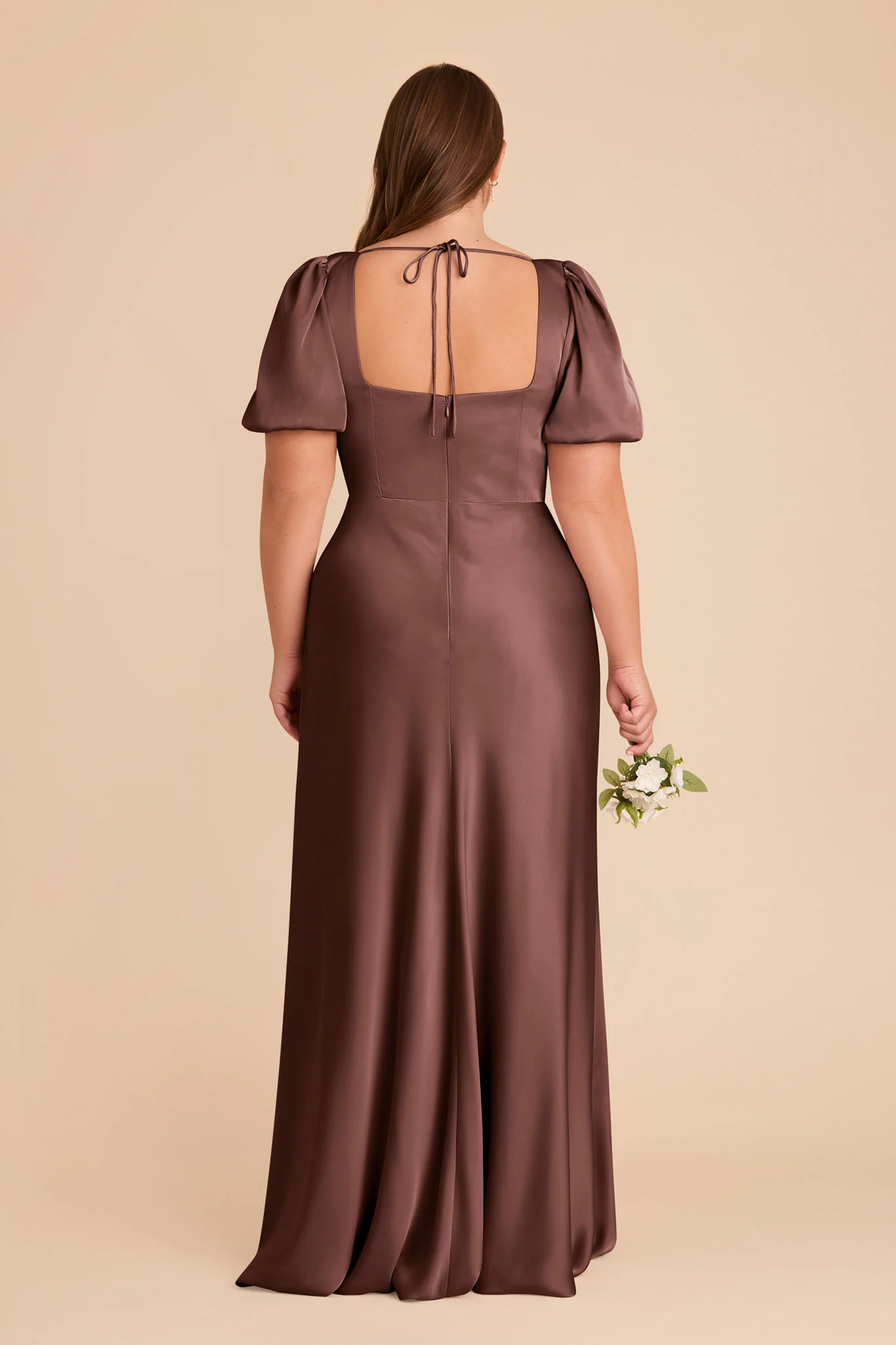 Matte Satin Chocolate Brown Dress - XNAUWBI