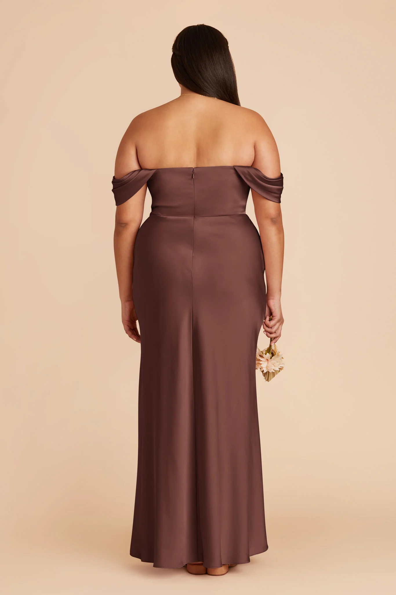 Matte Satin Chocolate Brown Dress - XNAUWBI