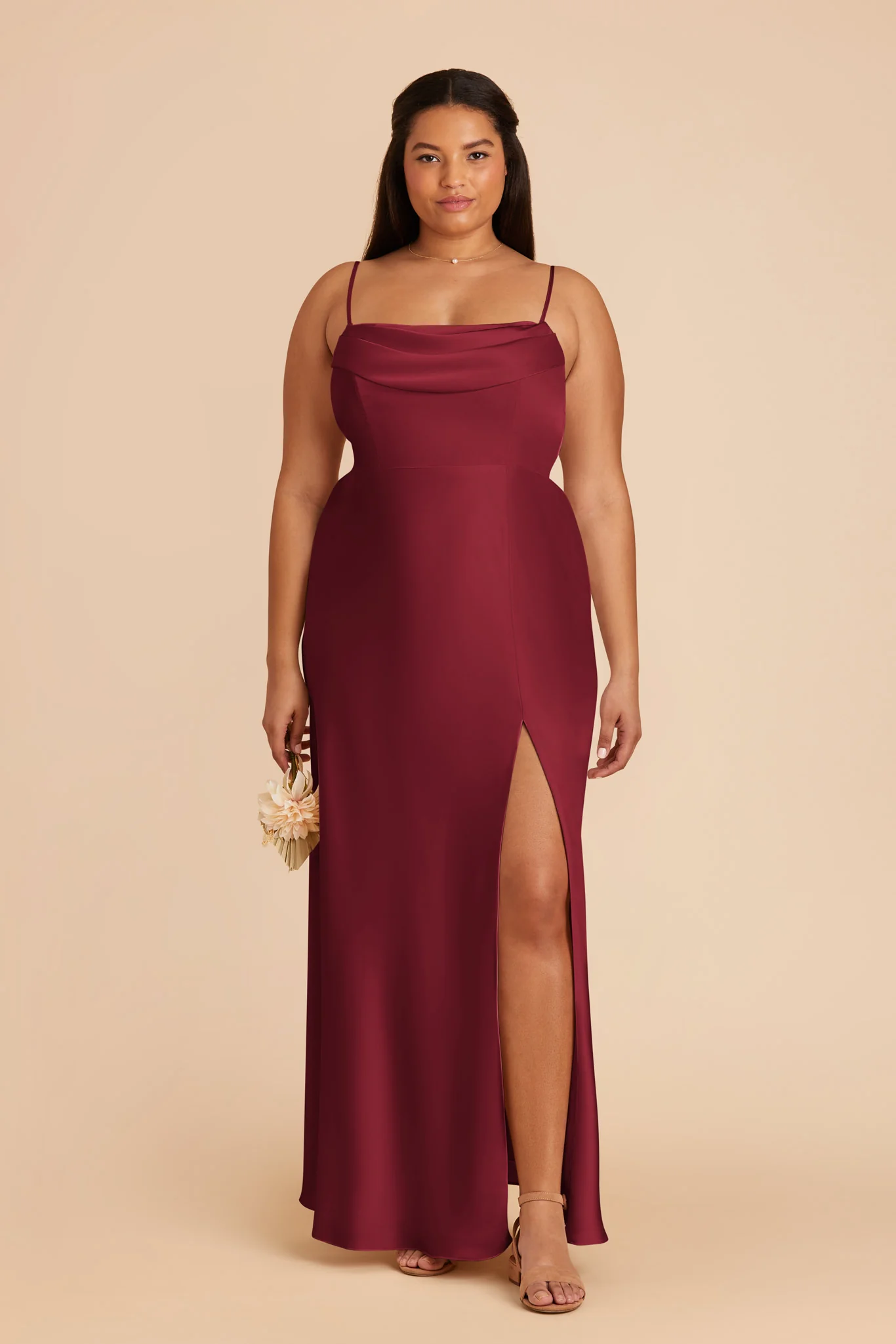 Matte Satin Burgundy Dress - XNAUWBI