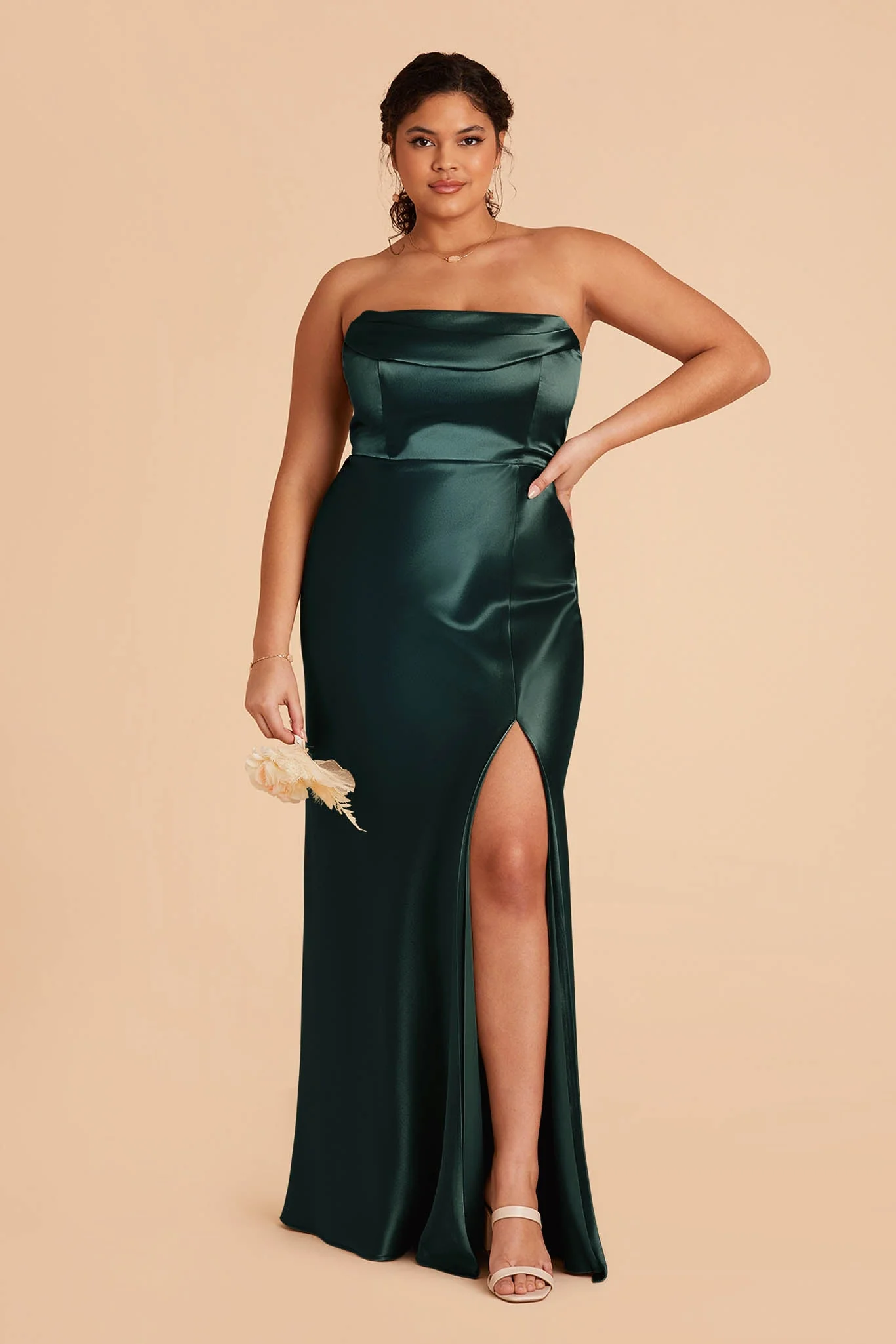 Shiny Satin Emerald Dress - XNAUWBI