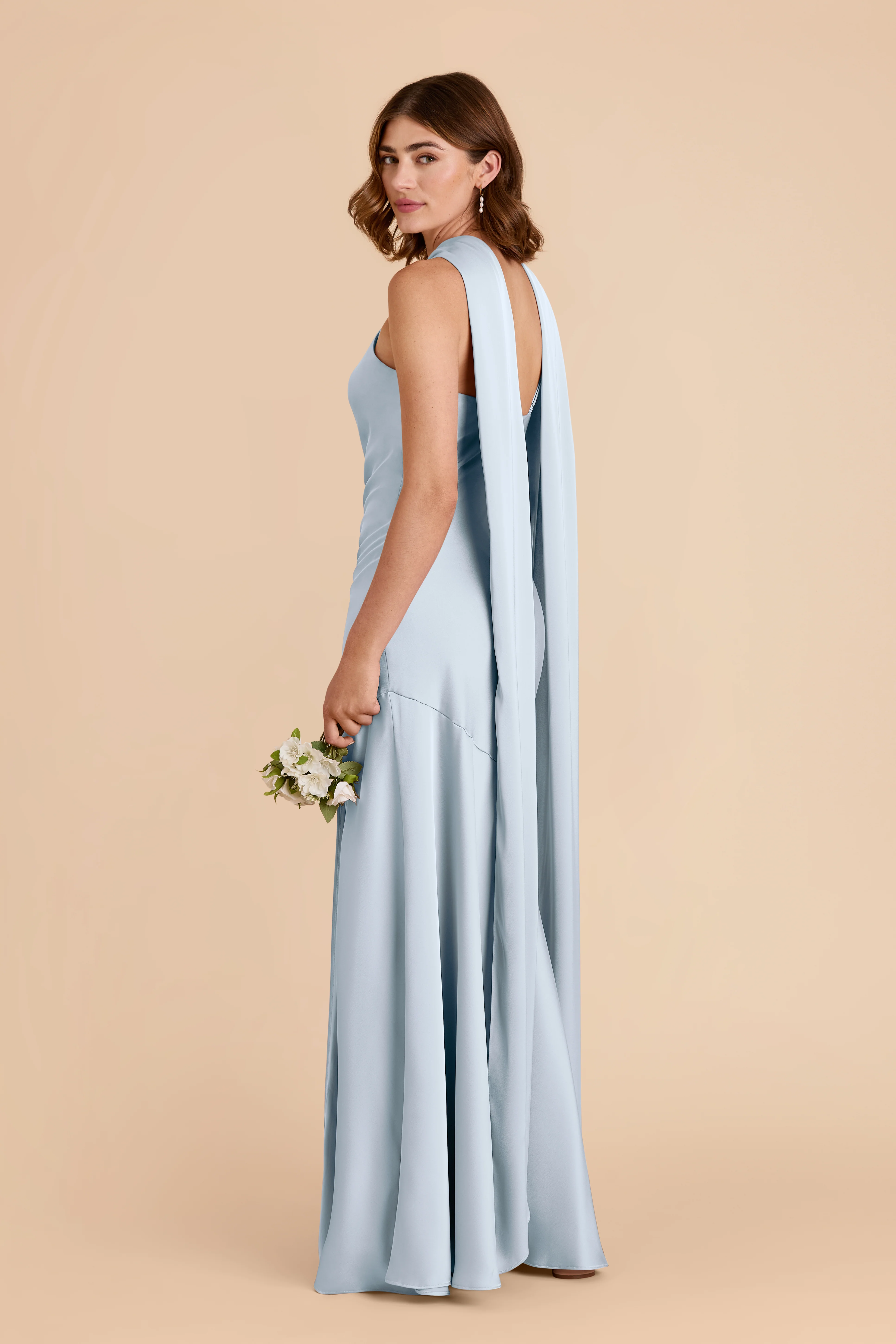 Matte Satin Mist Blue Dress - XNAUWBI