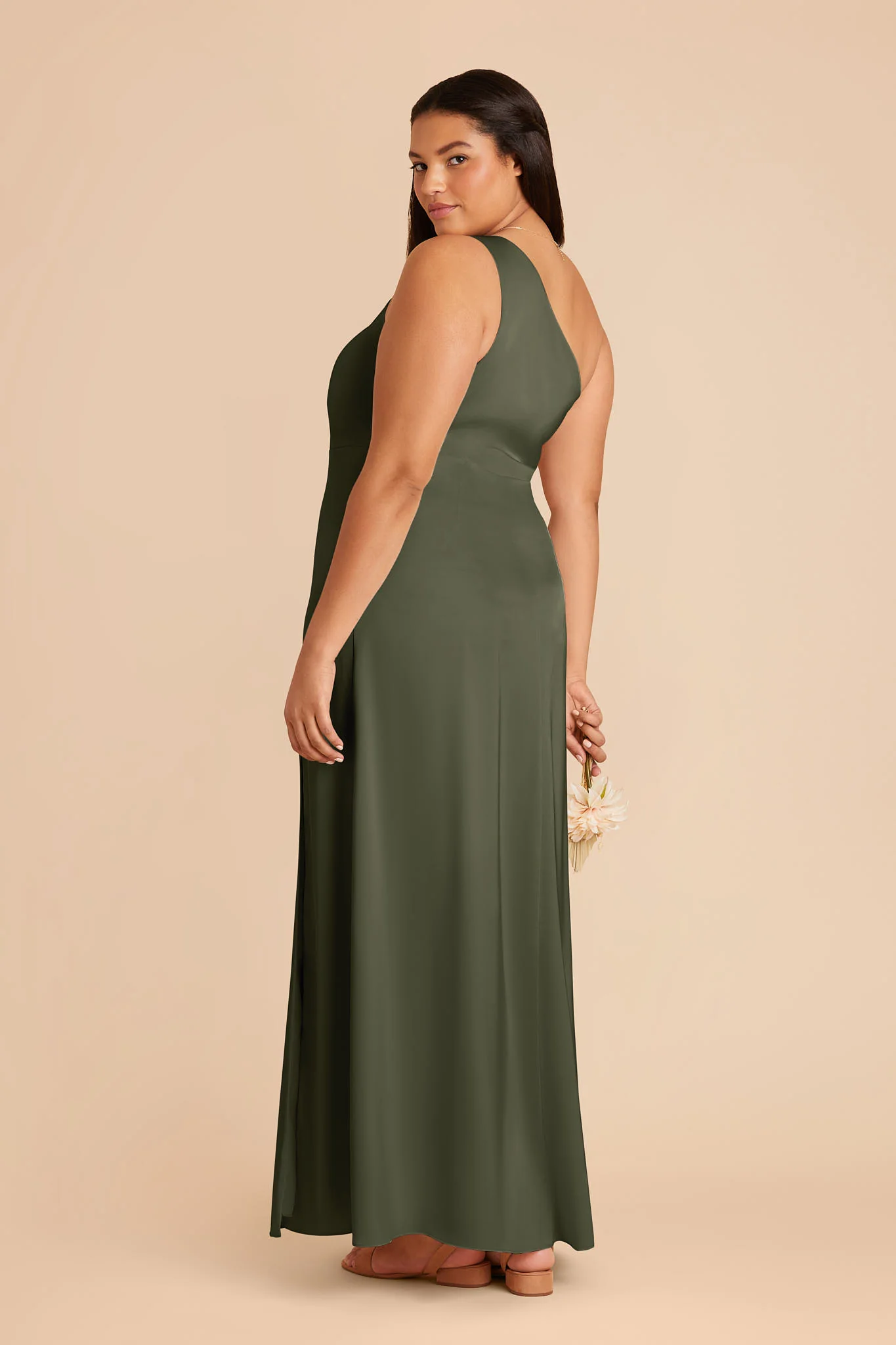 Matte Satin Olive Dress - XNAUWBI