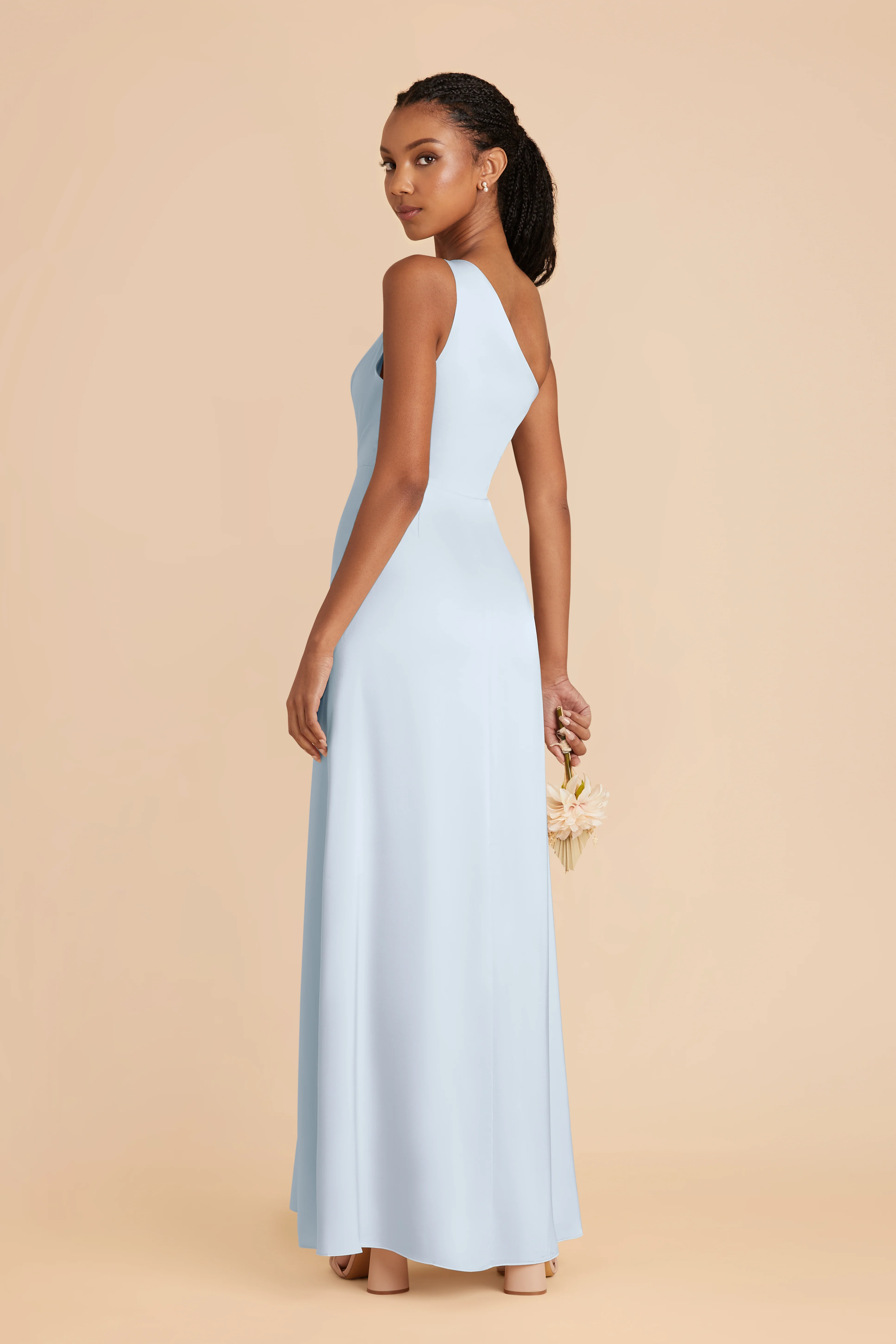 Matte Satin Mist Blue Dress - XNAUWBI