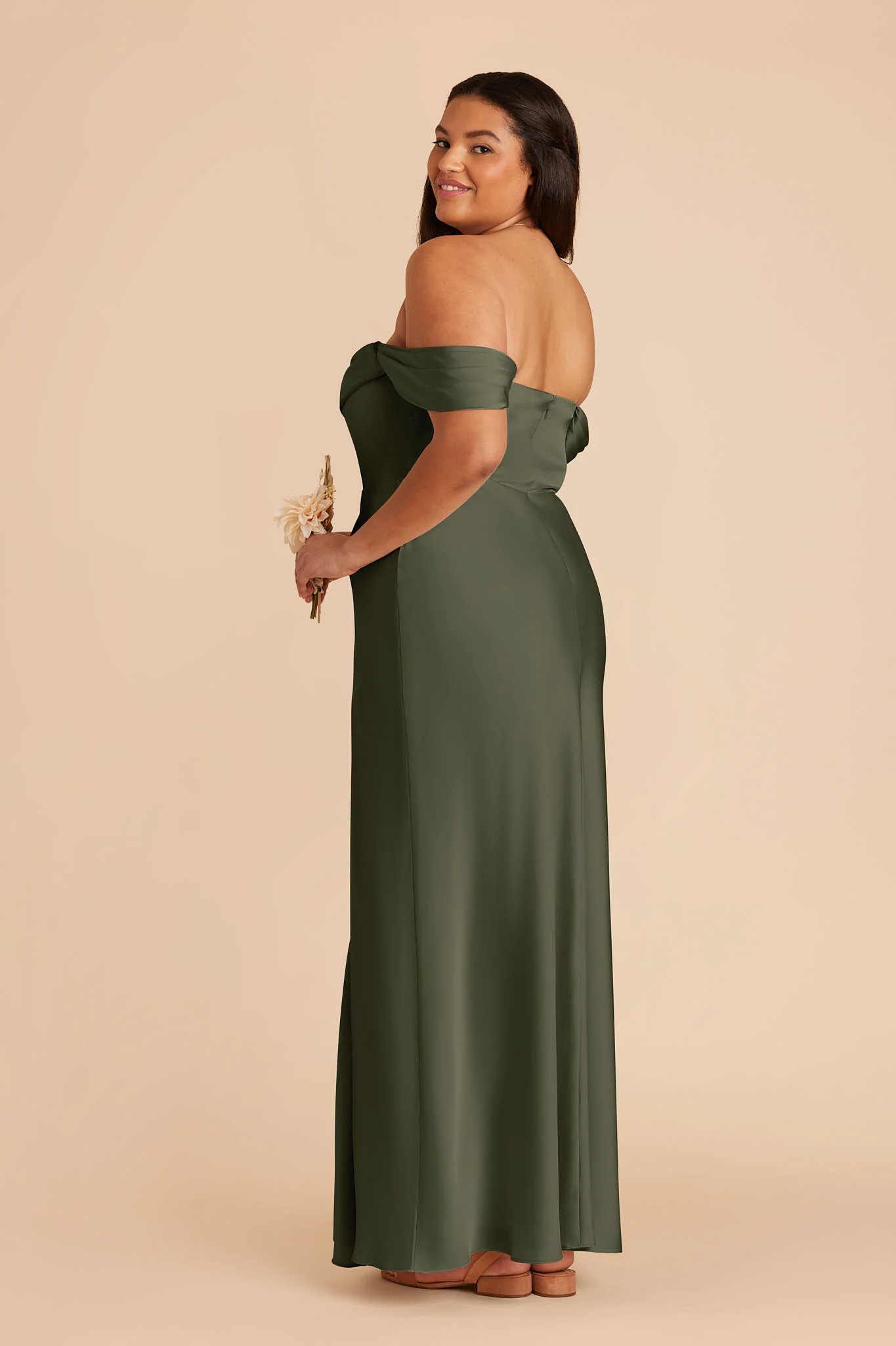 Matte Satin Olive Dress - XNAUWBI