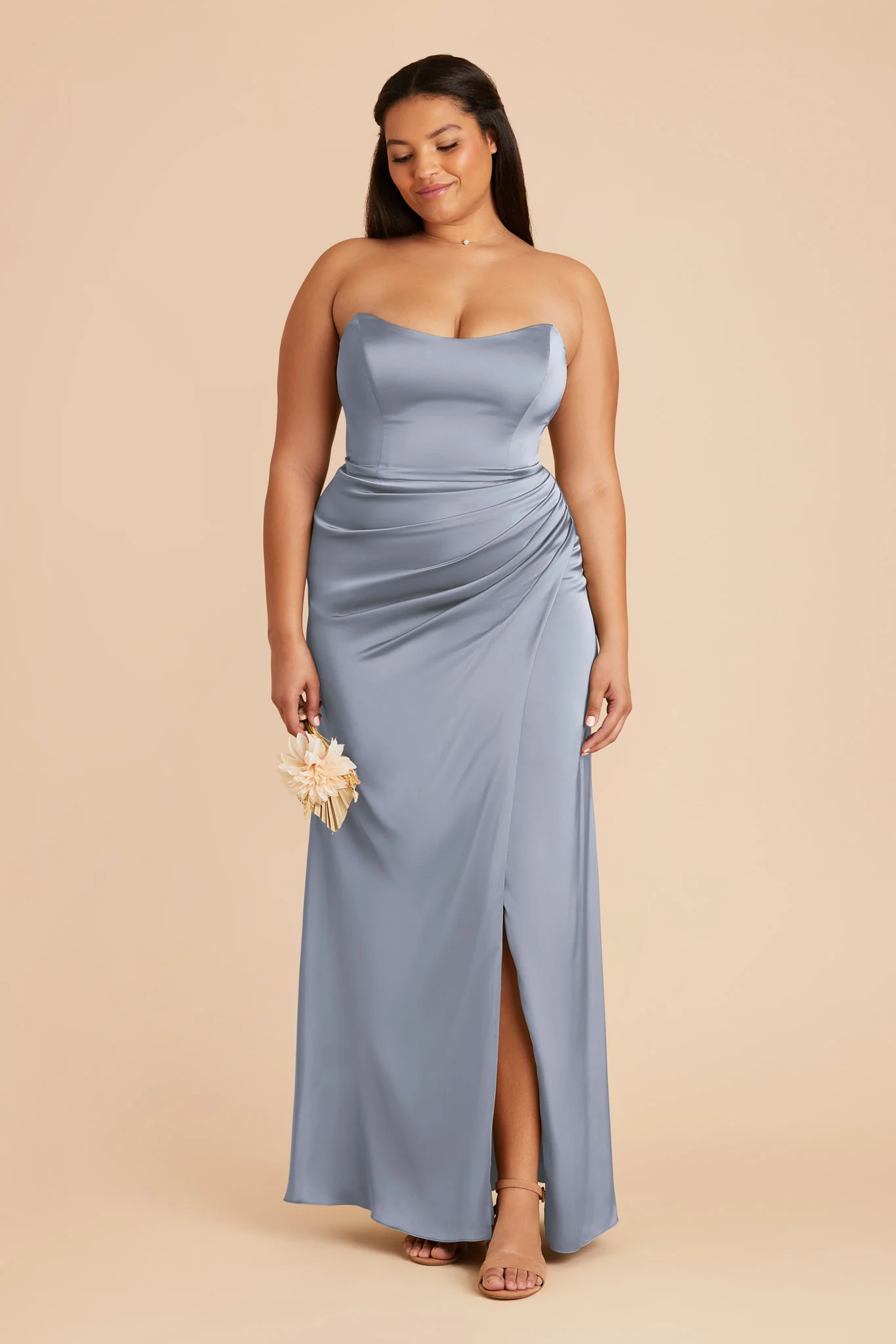 Matte Satin Dusty Blue Dress - XNAUWBI