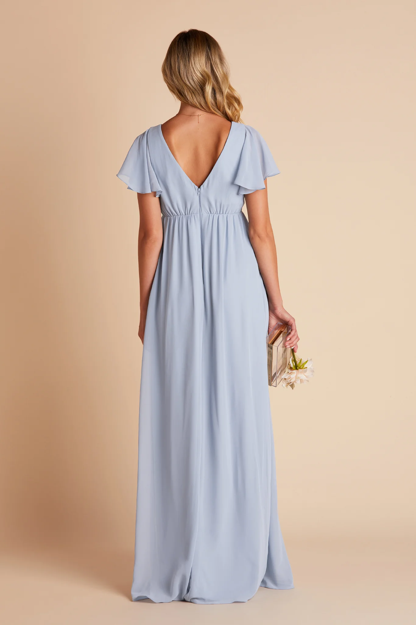 Chiffon Dusty Blue Dress - XNAUWBI