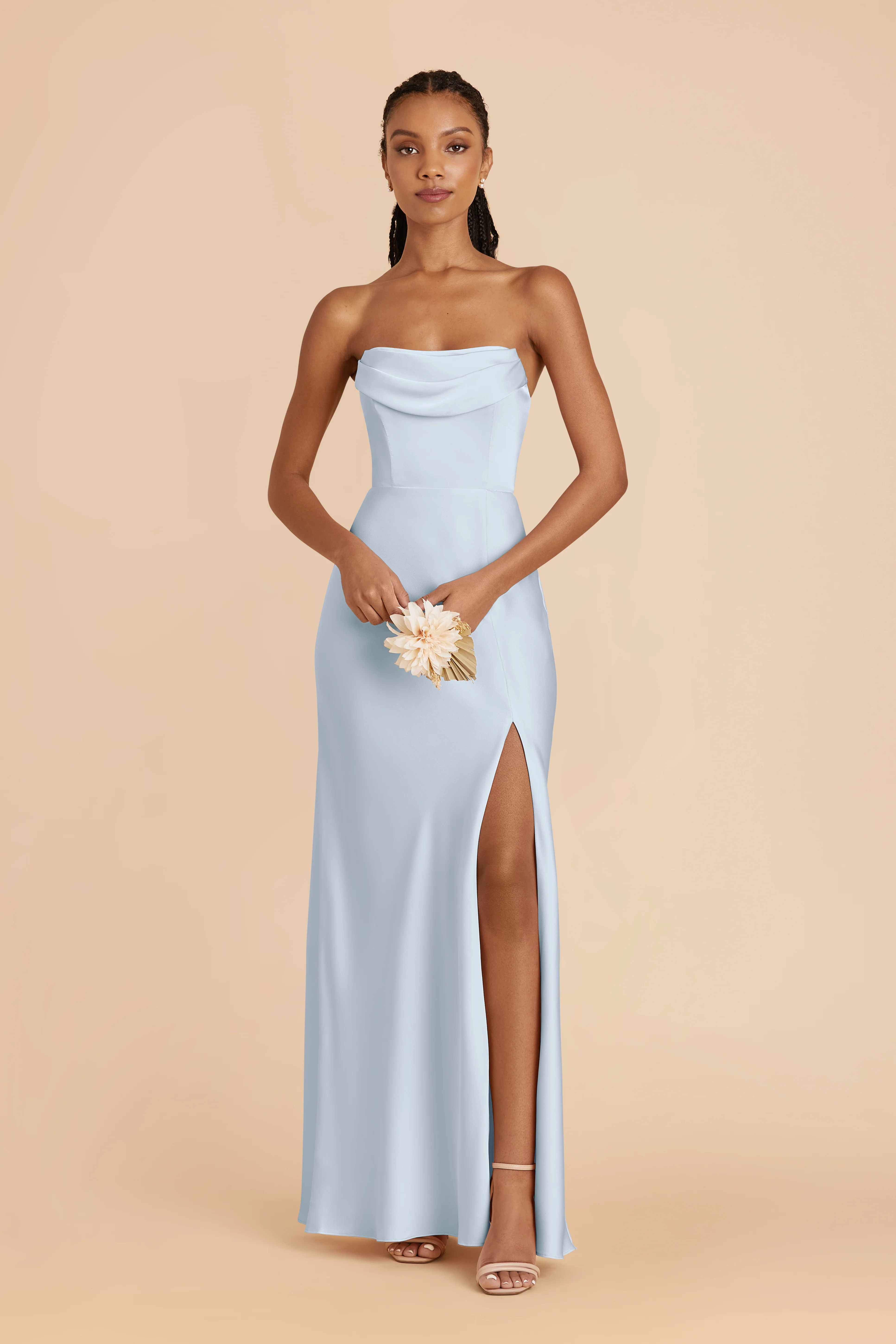 Matte Satin Mist Blue Dress - XNAUWBI