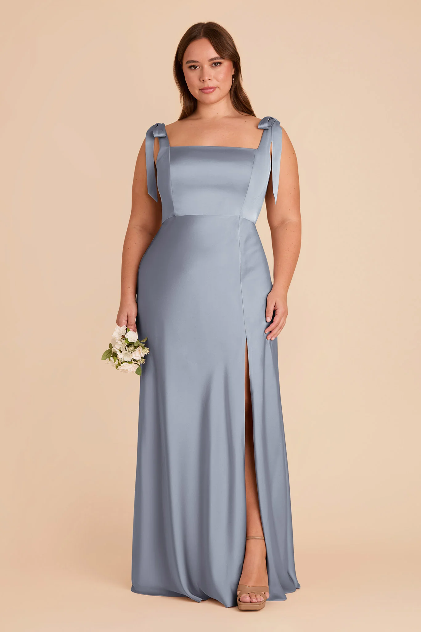Matte Satin Dusty Blue Dress - XNAUWBI