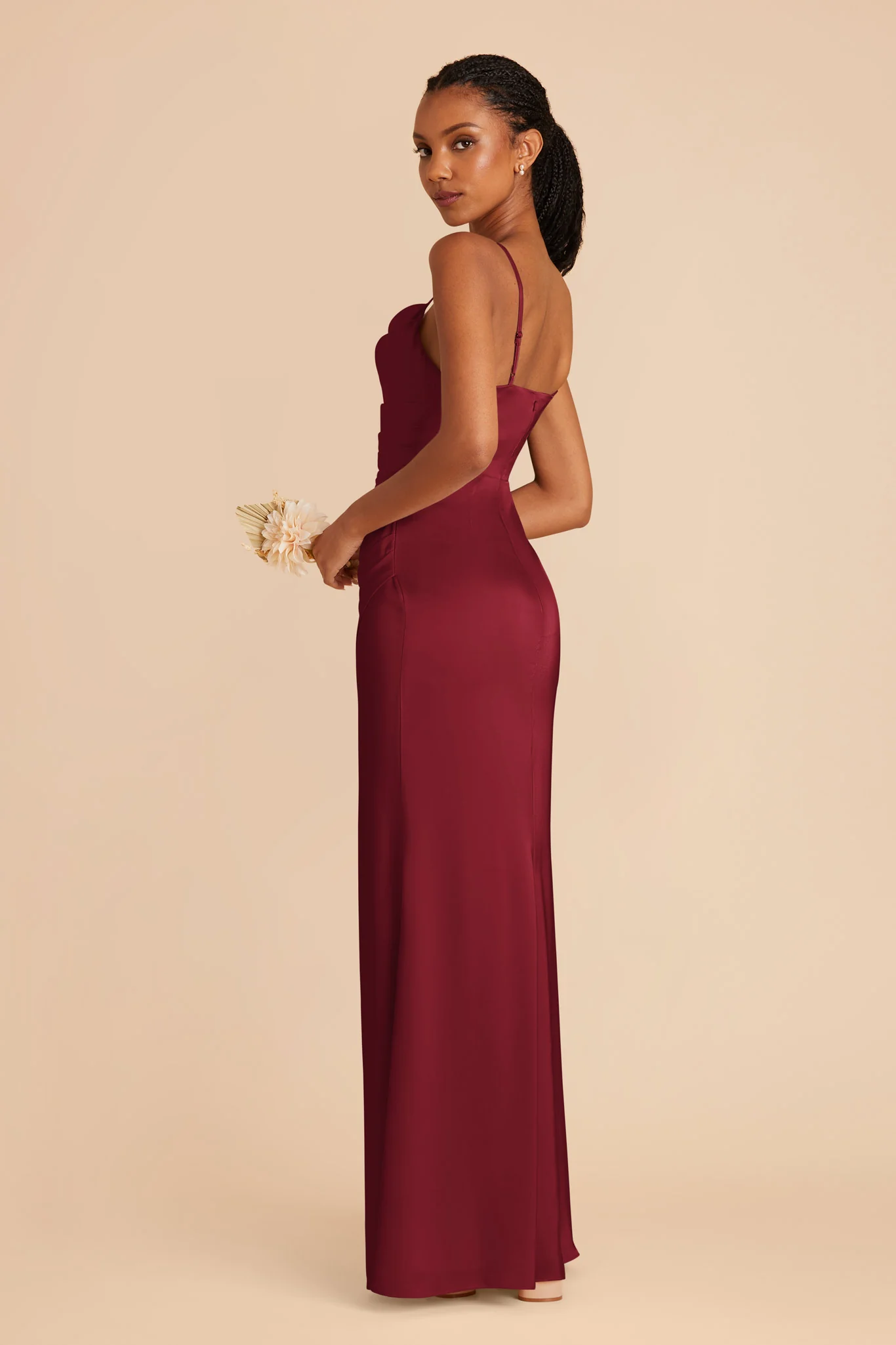 Matte Satin Burgundy Dress - XNAUWBI