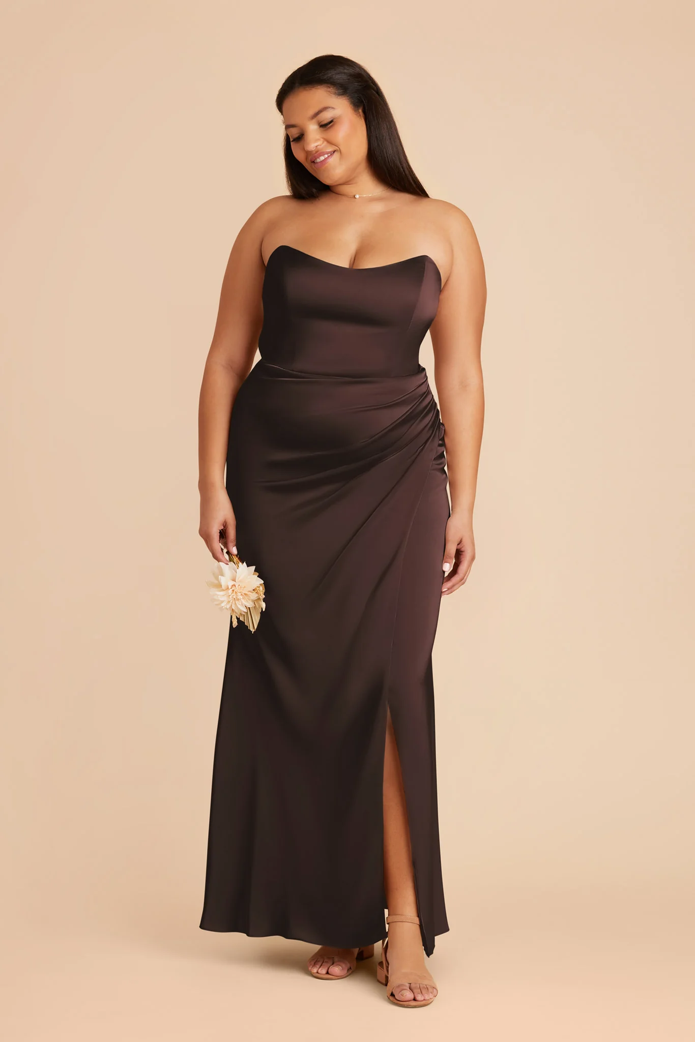 Matte Satin Espresso Dress - XNAUWBI