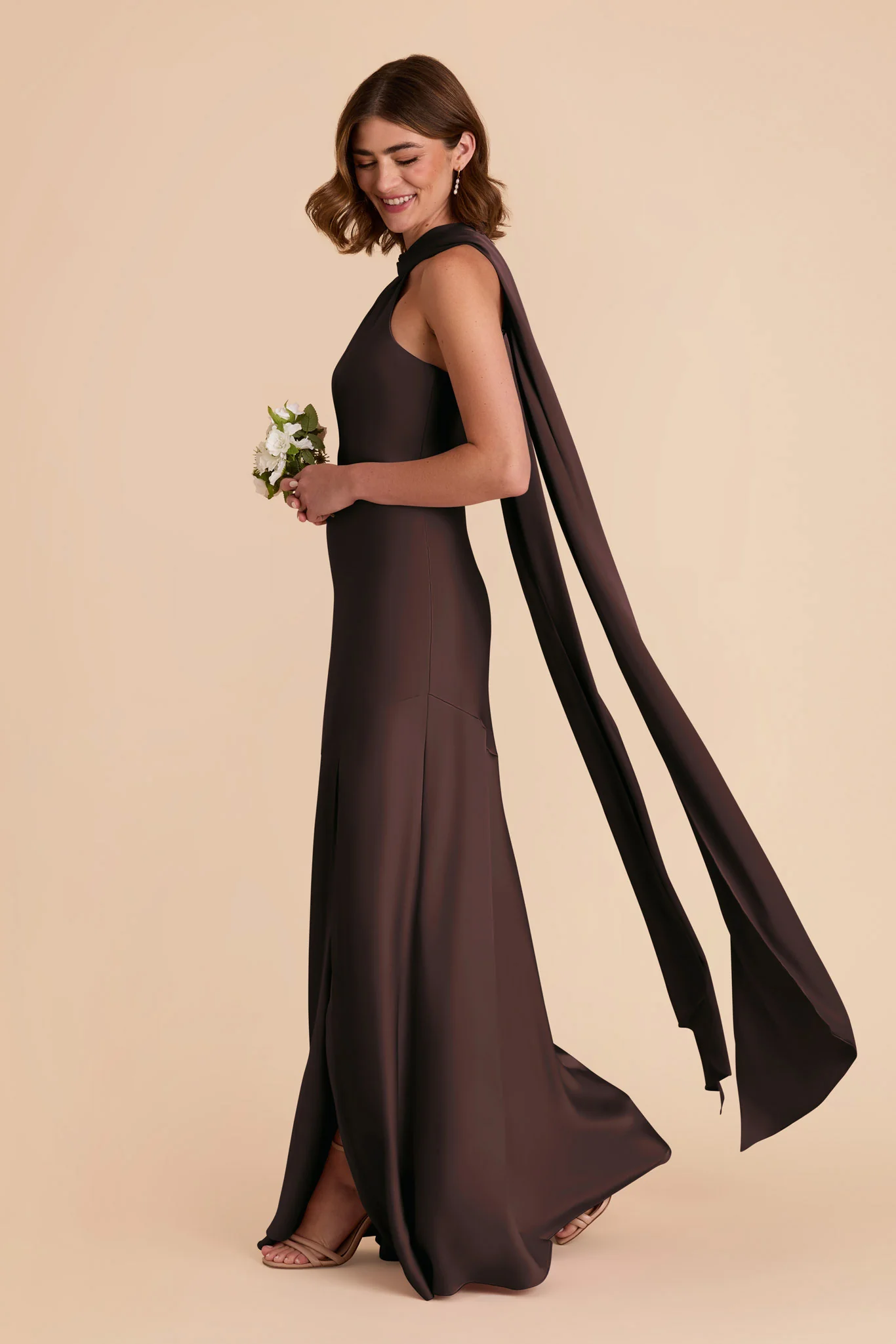Matte Satin Espresso Dress - XNAUWBI