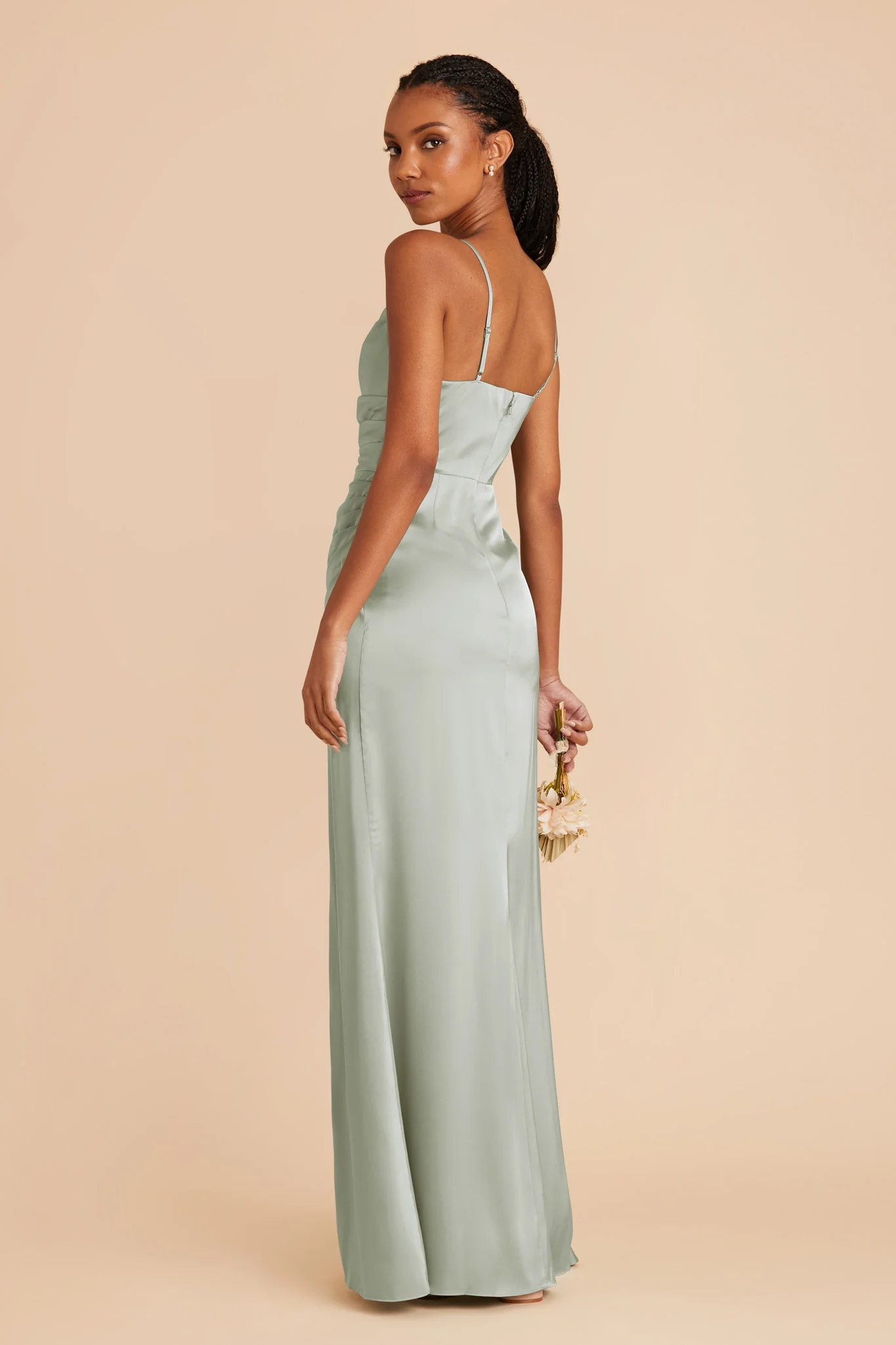 Matte Satin Sage Dress - XNAUWBI