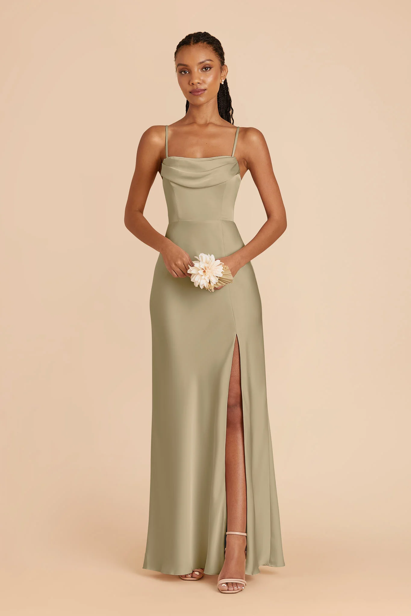 Matte Satin Moss Green Dress - XNAUWBI