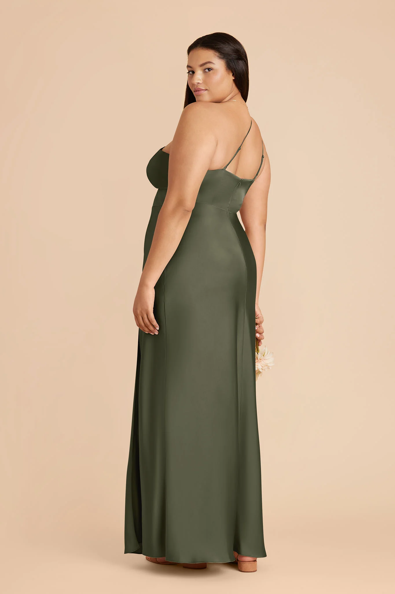 Matte Satin Olive Dress - XNAUWBI