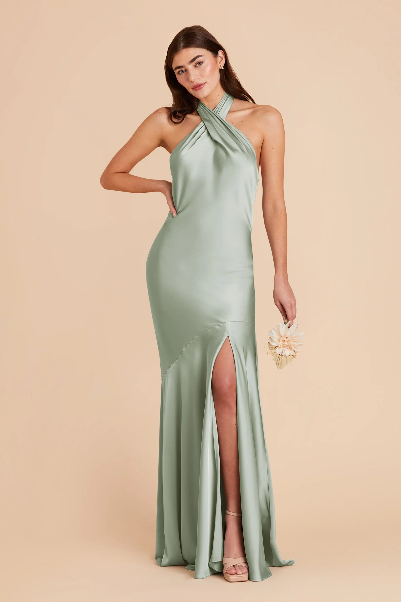 Matte Satin Sage Dress - XNAUWBI