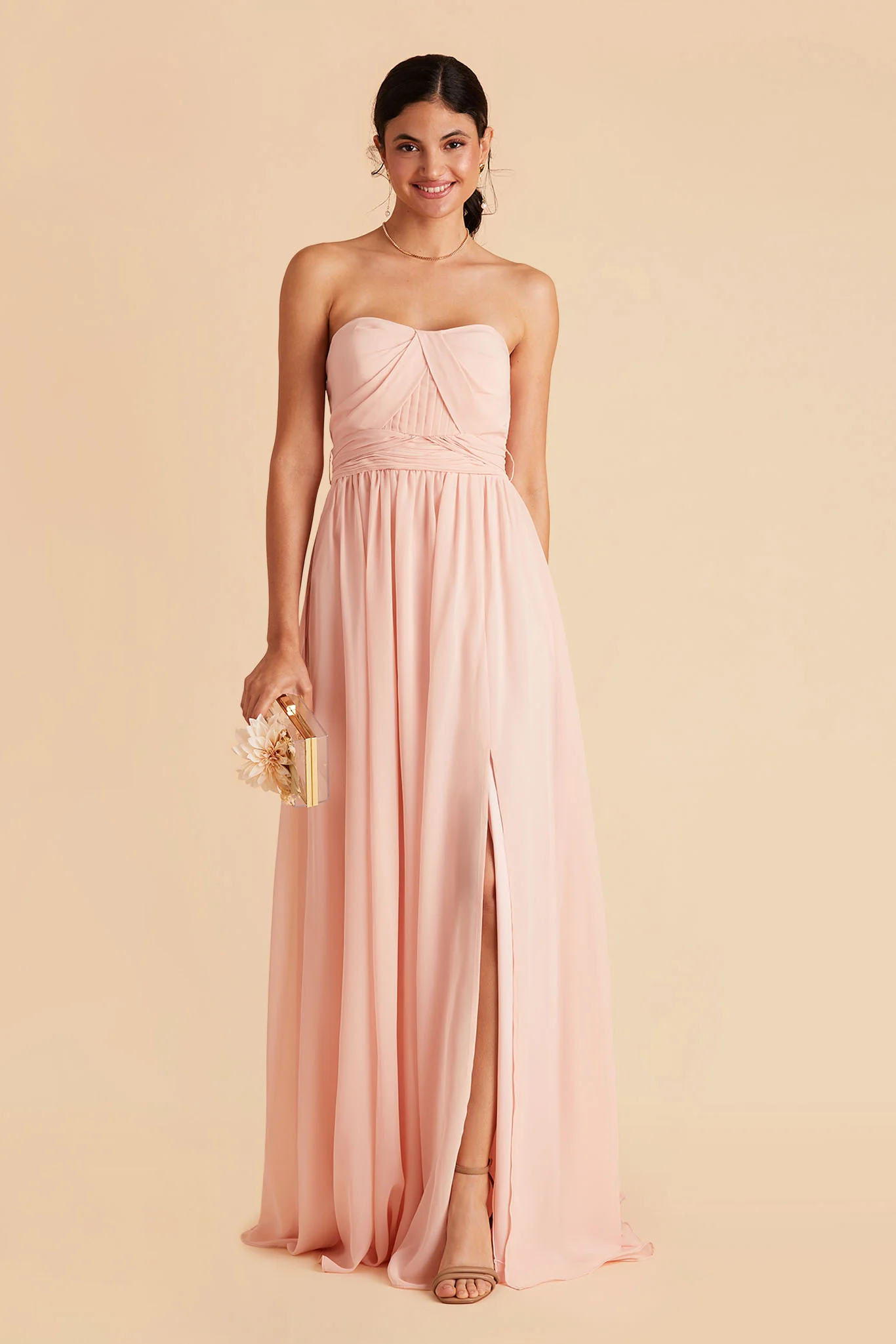 Chiffon Blush Pink Dress - XNAUWBI