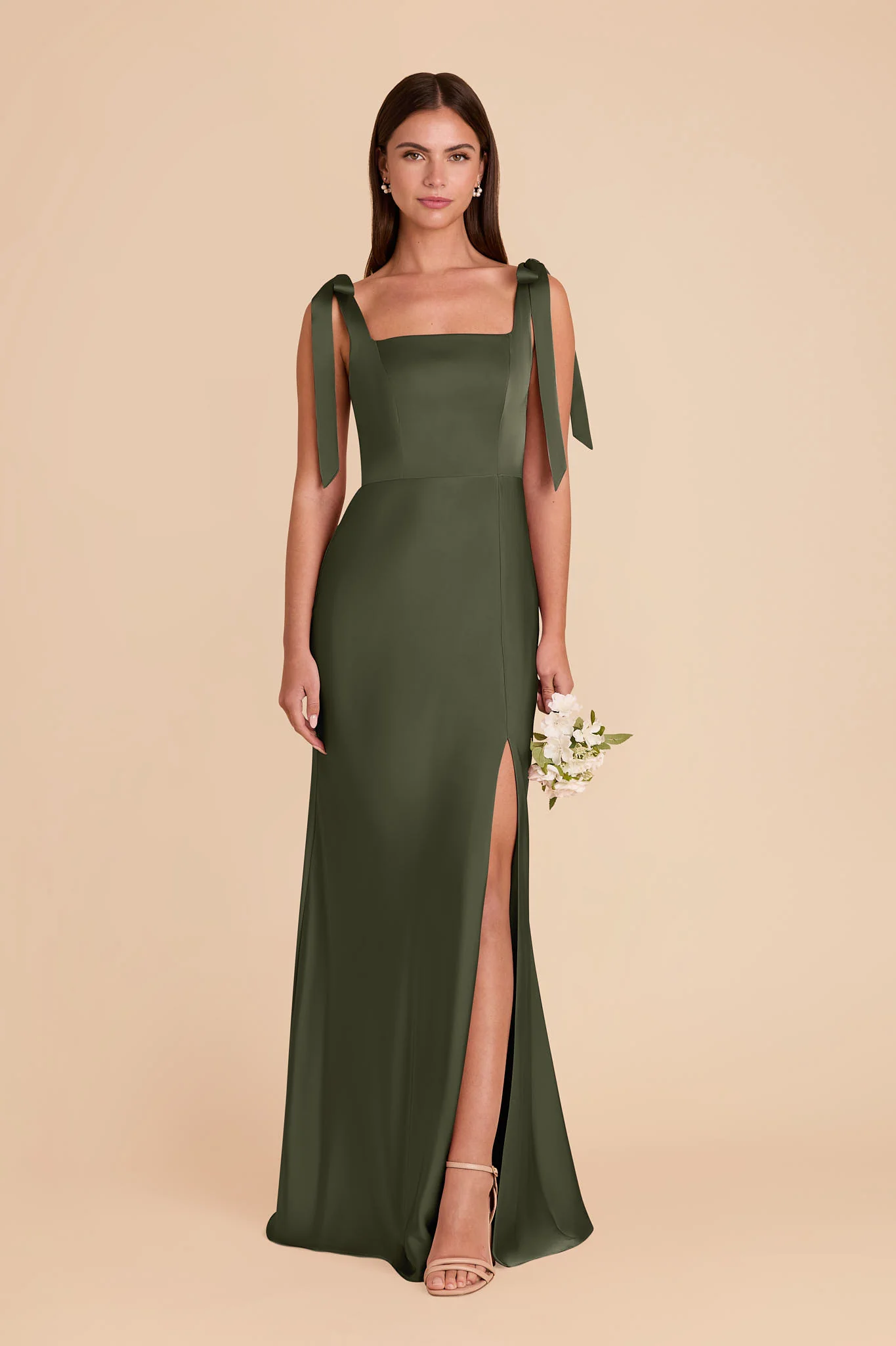 Matte Satin Olive Dress - XNAUWBI