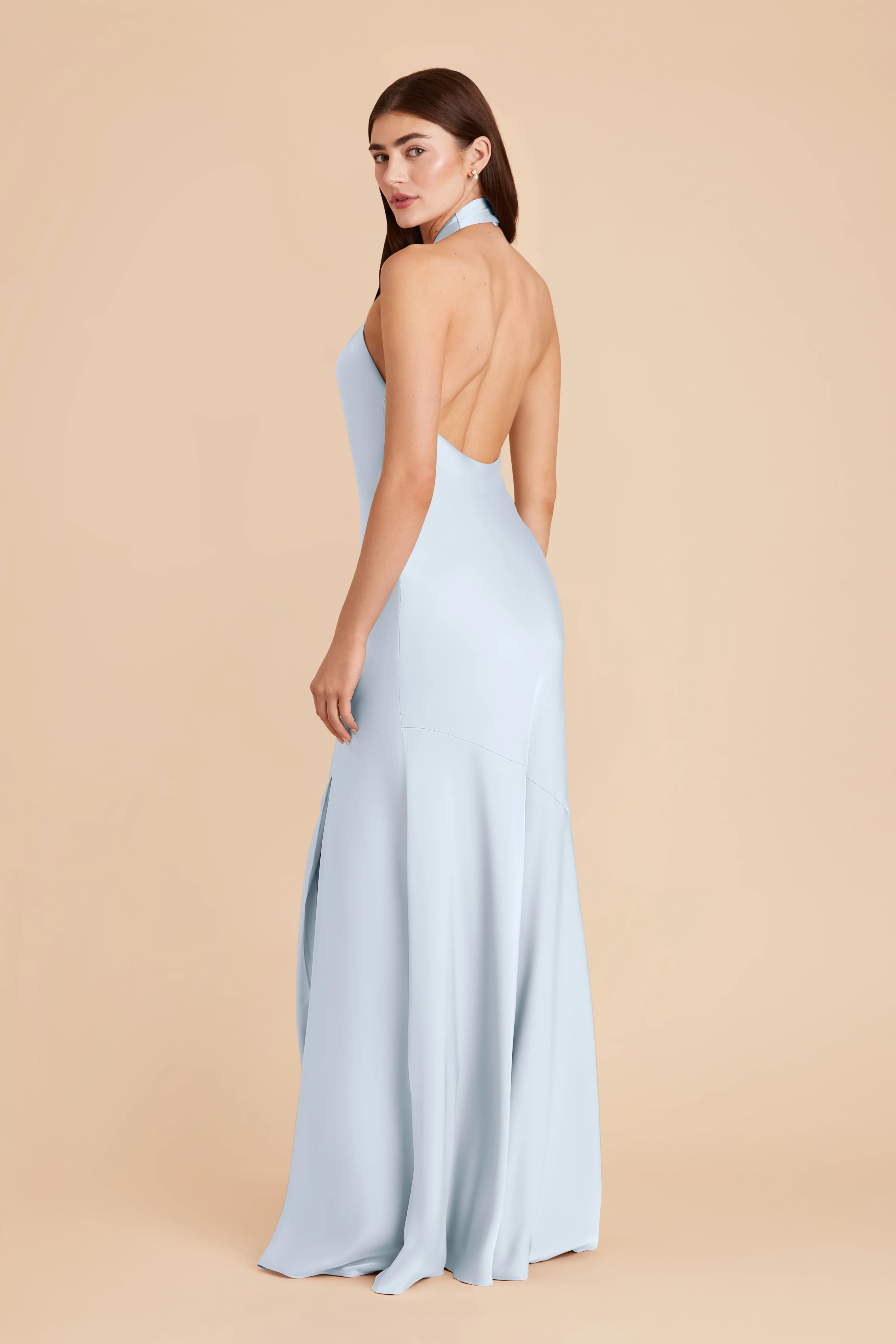 Matte Satin Mist Blue Dress - XNAUWBI