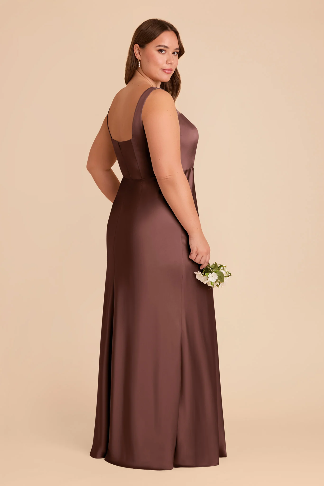 Matte Satin Chocolate Brown Dress - XNAUWBI